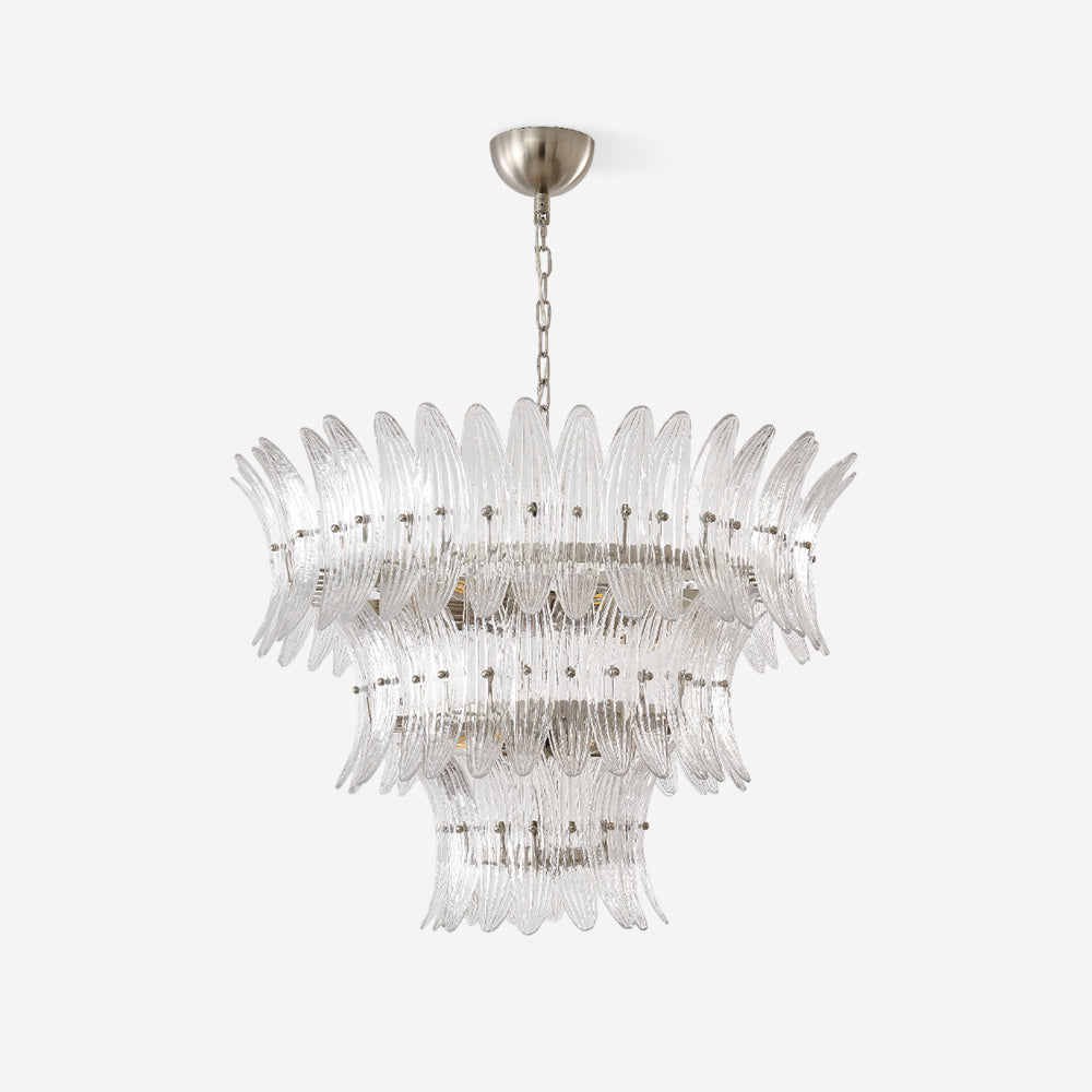 Palmette Chandelier Glass Leaf Layered - Letslighting