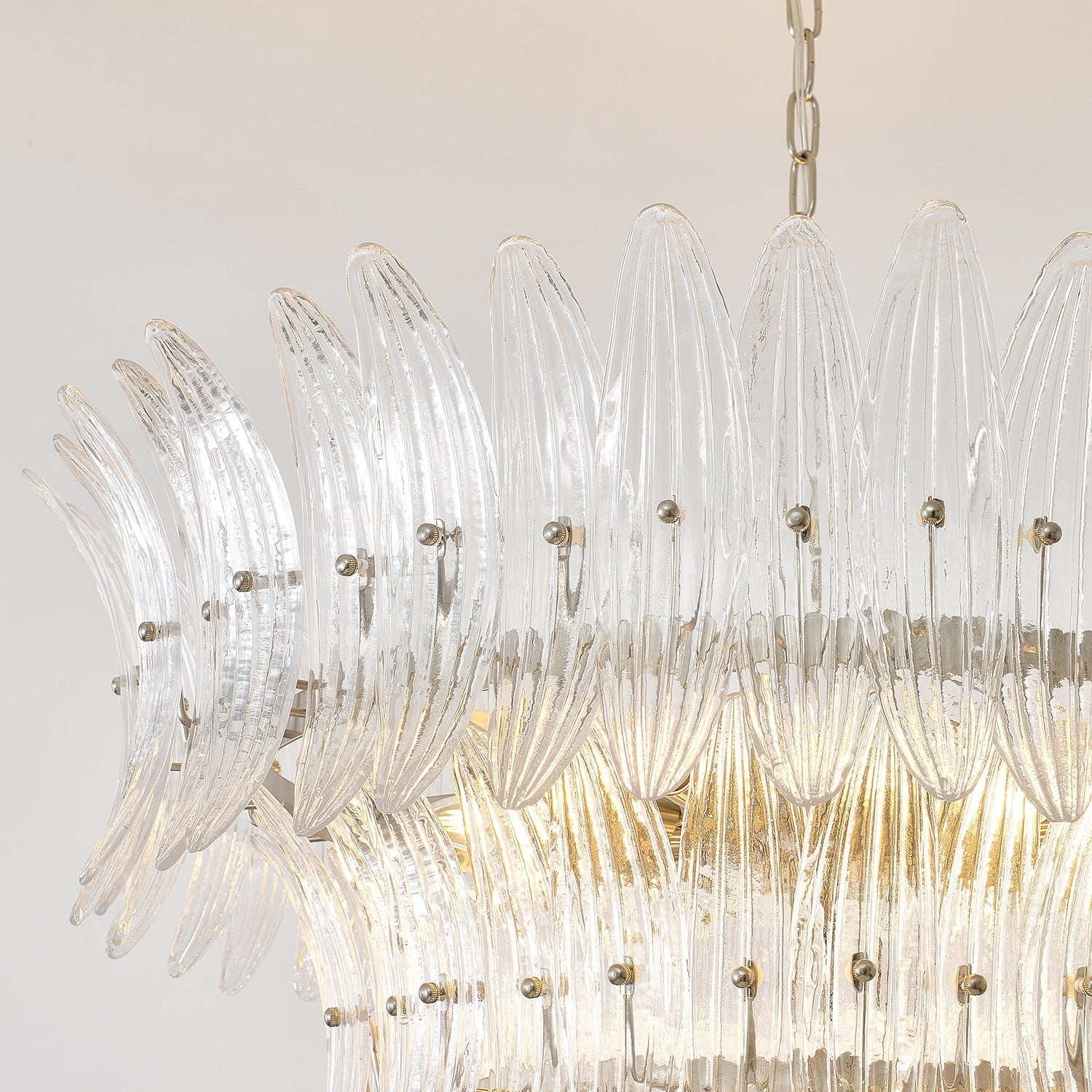Palmette Chandelier Glass Leaf Layered - Letslighting