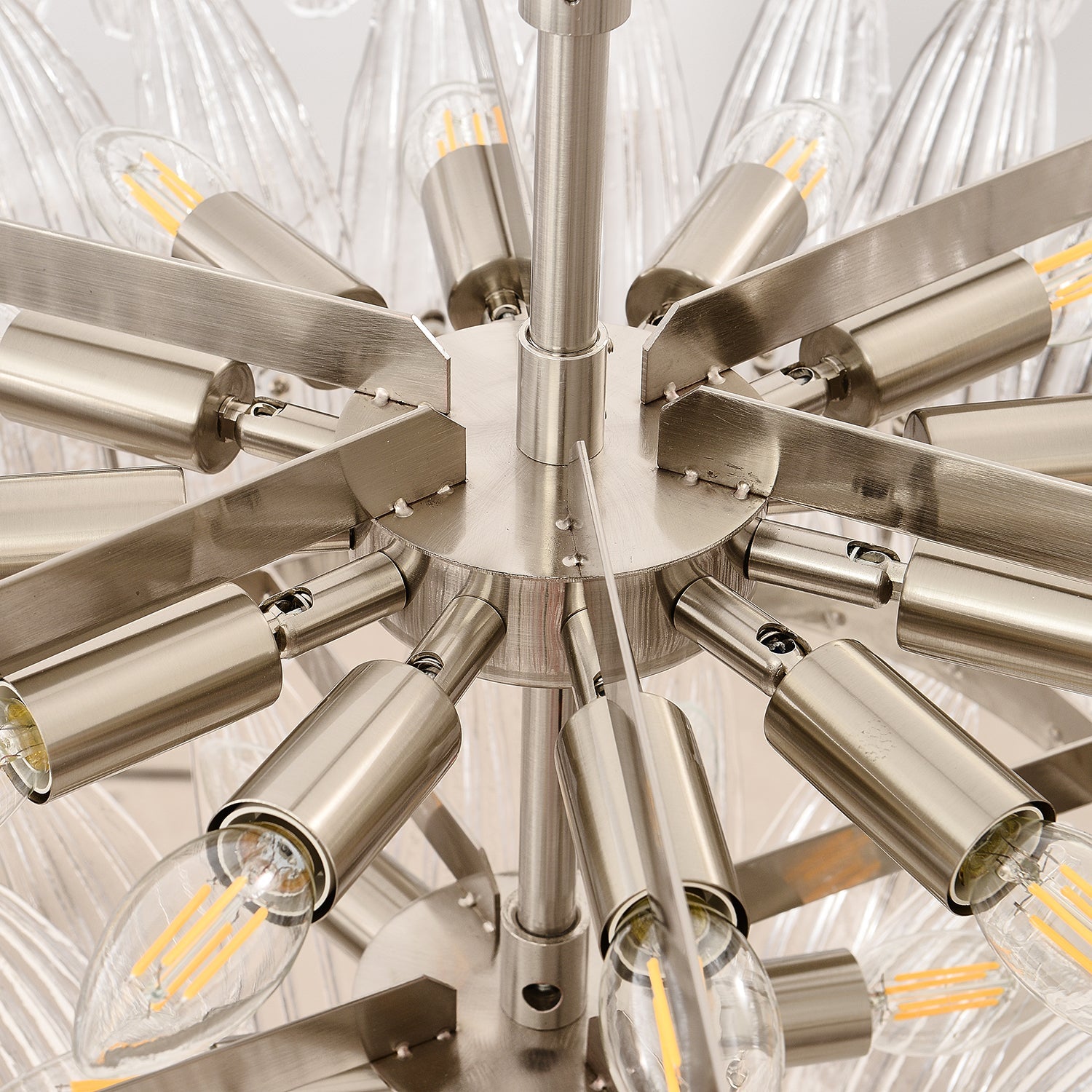 Palmette Chandelier Glass Leaf Layered - Letslighting