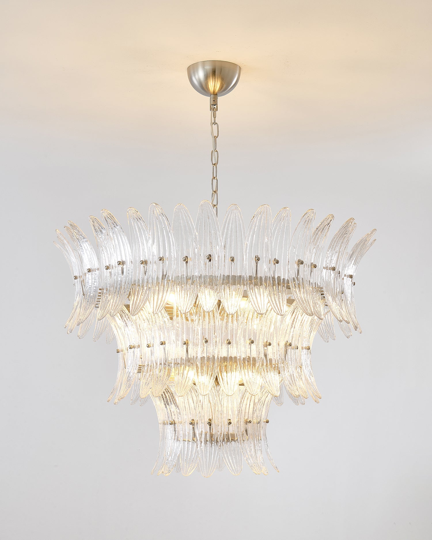Palmette Chandelier Glass Leaf Layered - Letslighting