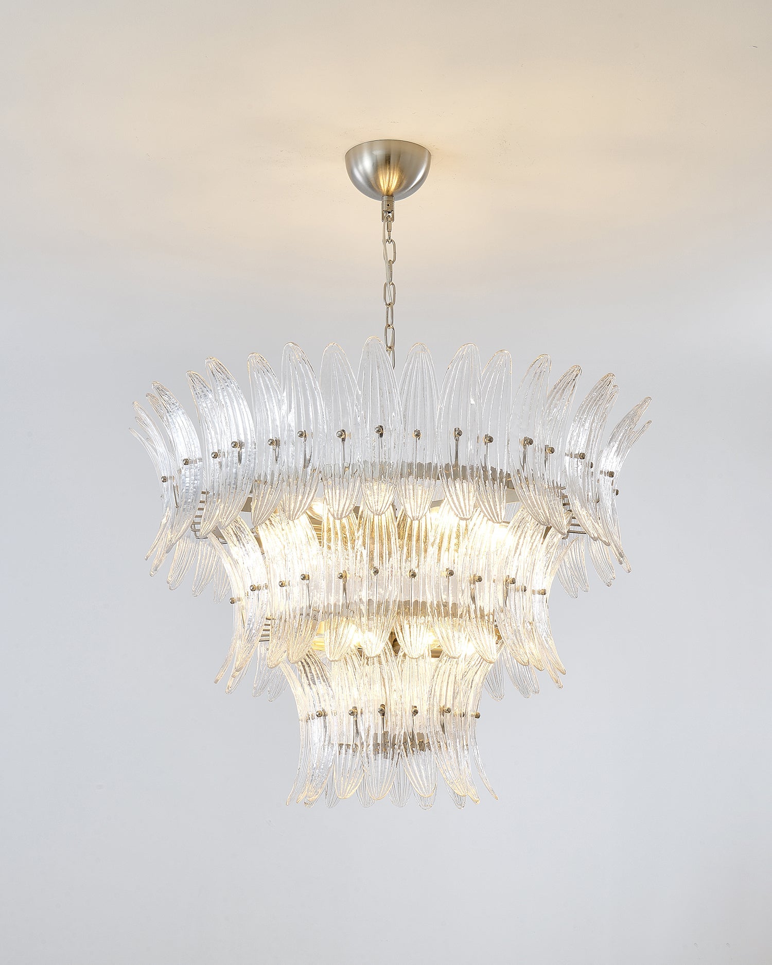 Palmette Chandelier Glass Leaf Layered - Letslighting