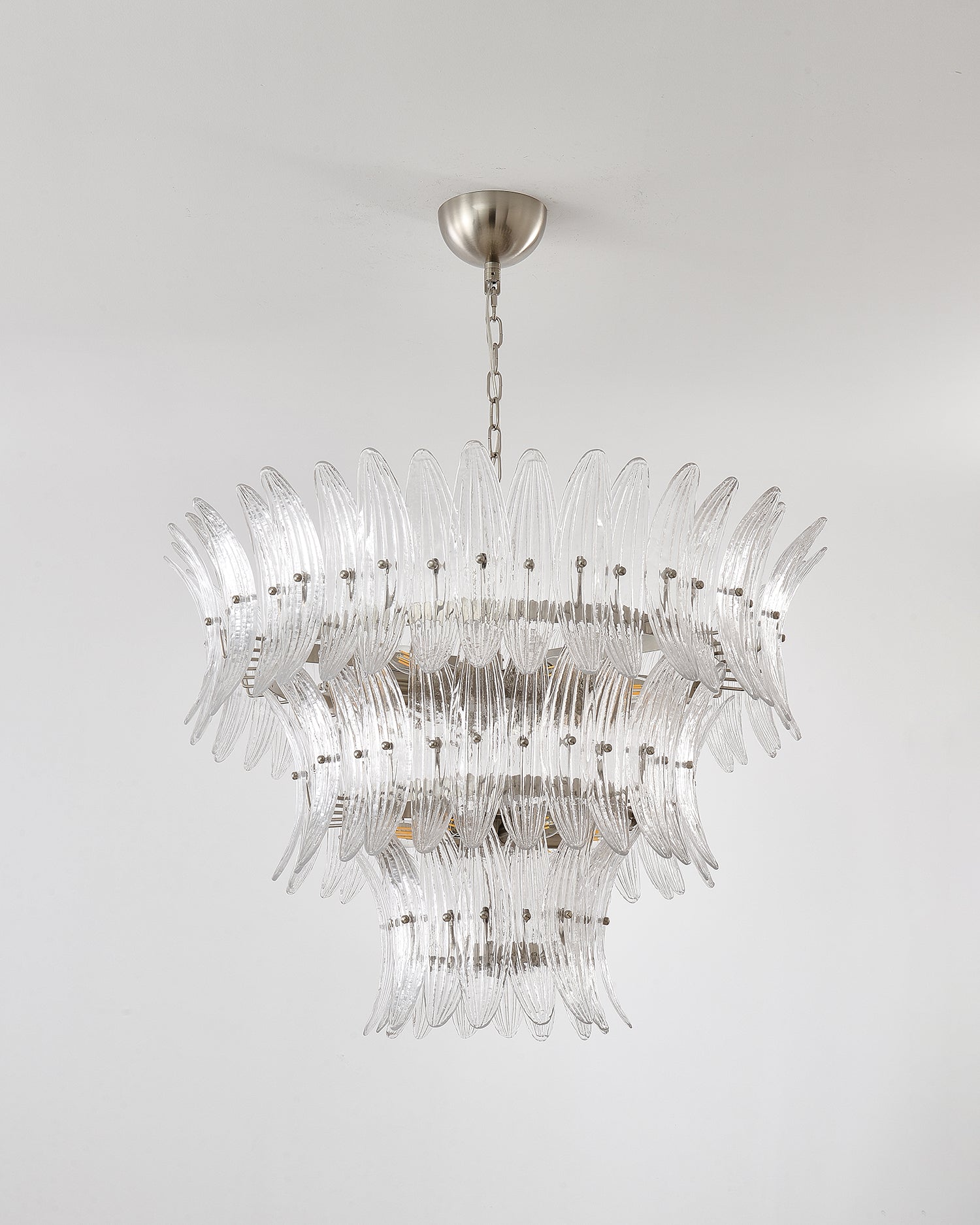 Palmette Chandelier Glass Leaf Layered - Letslighting