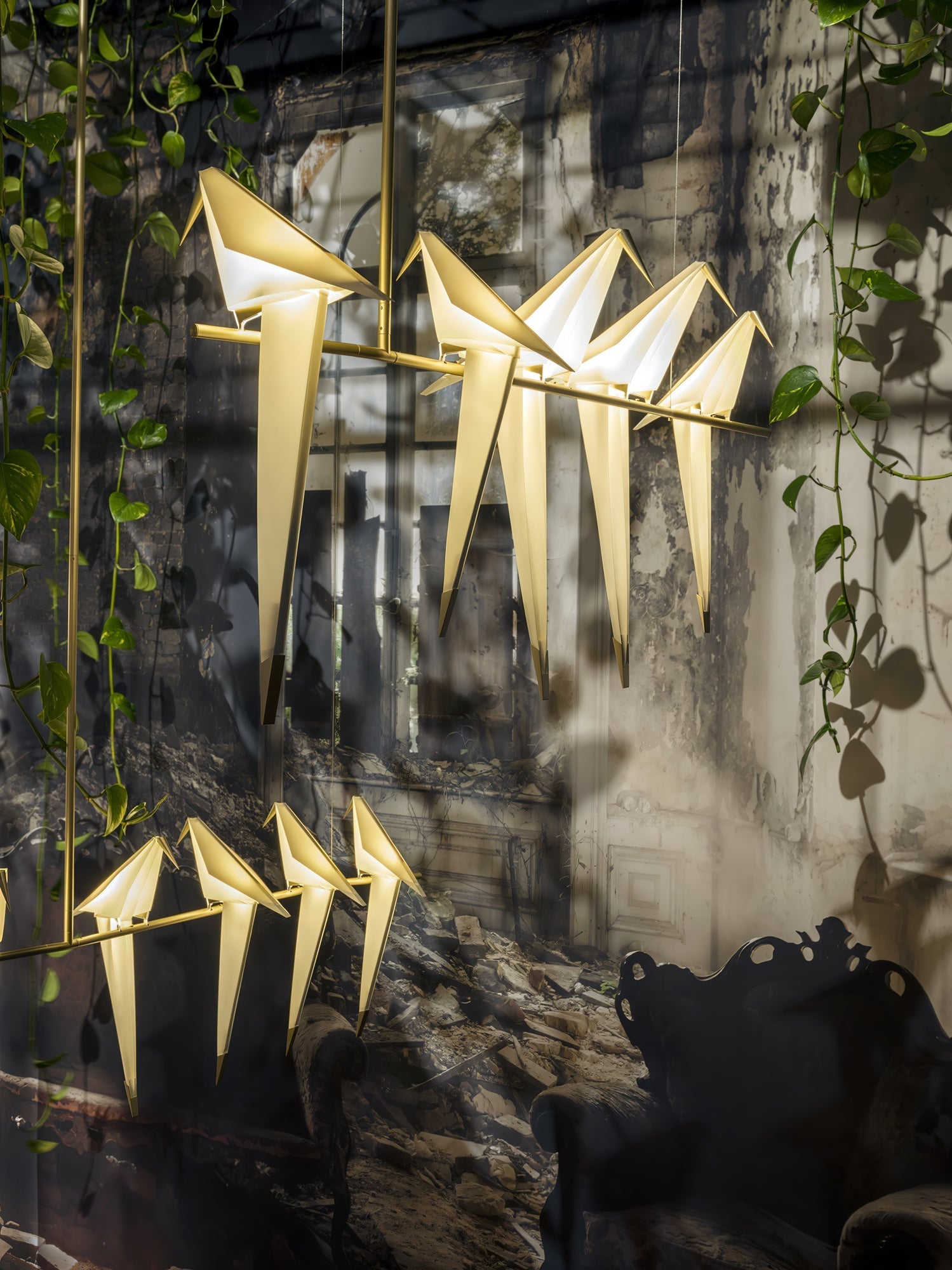 Lustra Chandelier Paper Crane Bird Sculptural LED - Letslighting