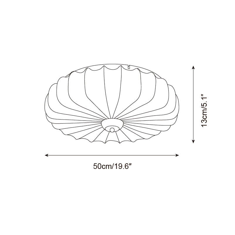 Ceiling Lamp Fabric Shade Pleated Lotus Shape Wooden Canopy - Letslighting