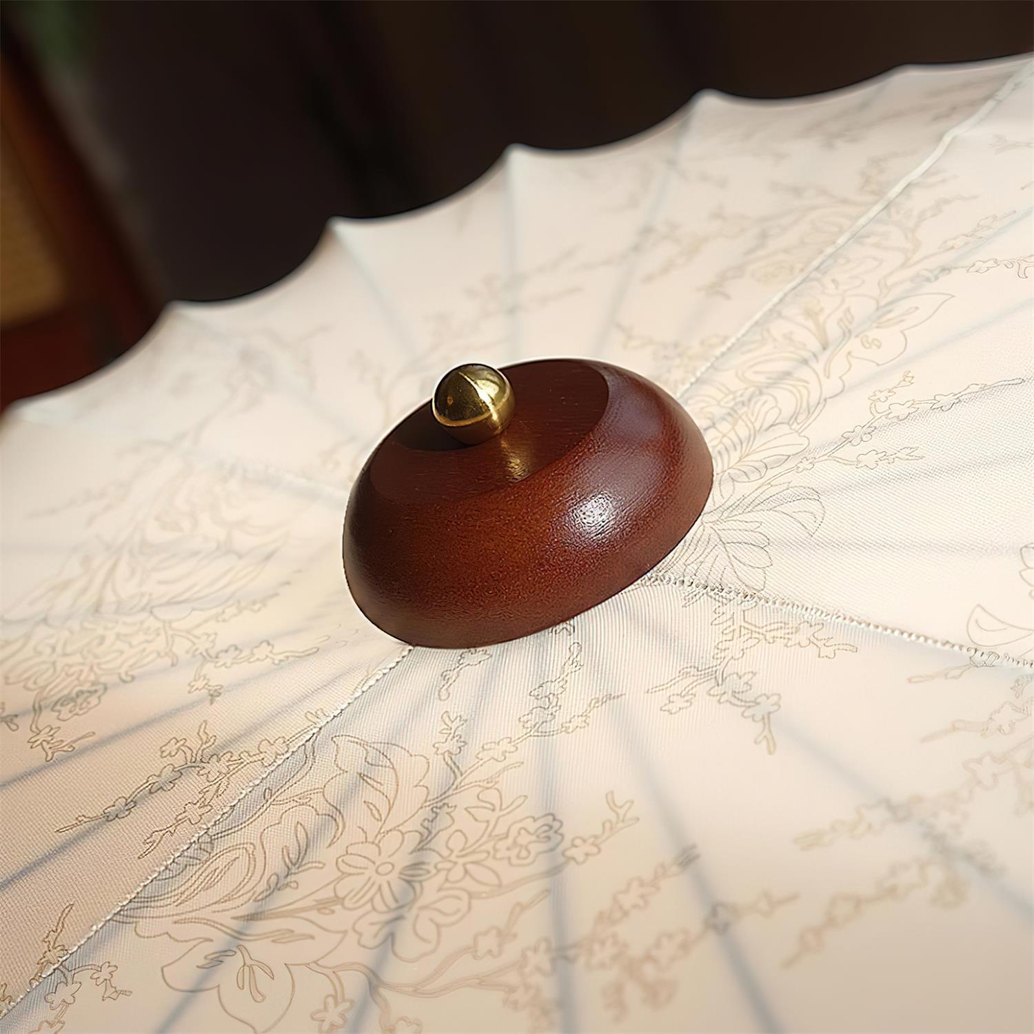 Ceiling Lamp Fabric Shade Pleated Lotus Shape Wooden Canopy - Letslighting