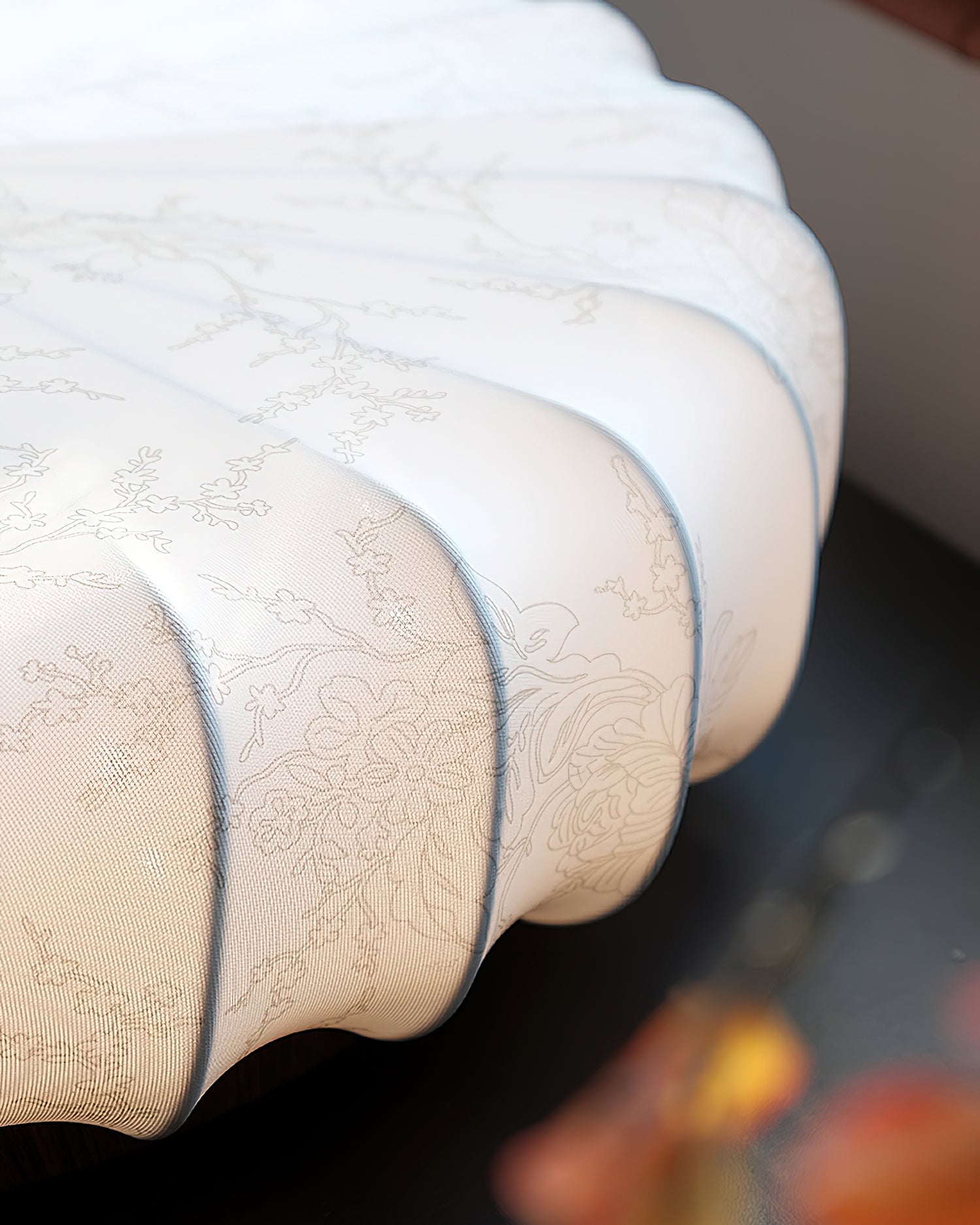 Ceiling Lamp Fabric Shade Pleated Lotus Shape Wooden Canopy - Letslighting