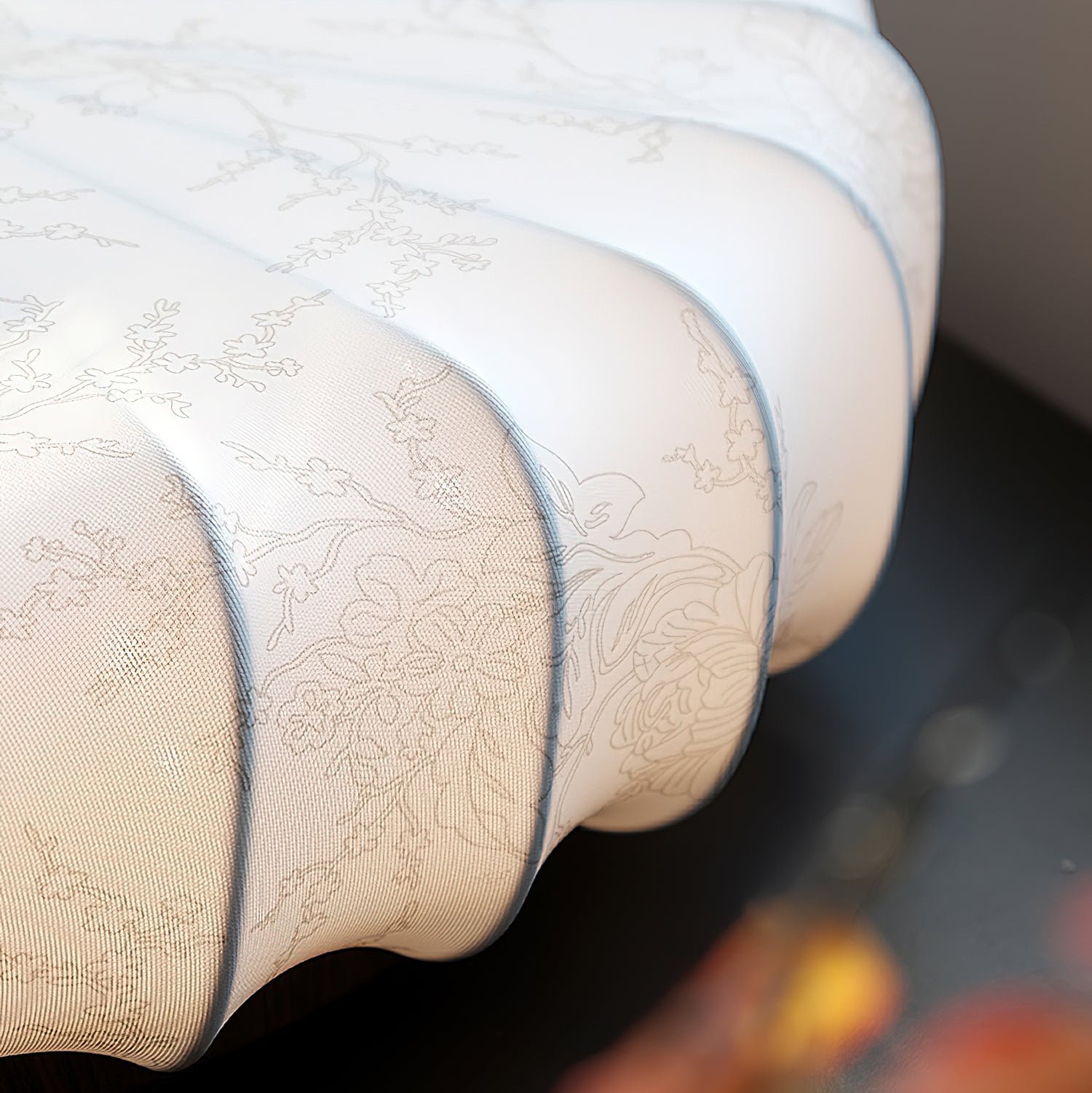 Ceiling Lamp Fabric Shade Pleated Lotus Shape Wooden Canopy - Letslighting
