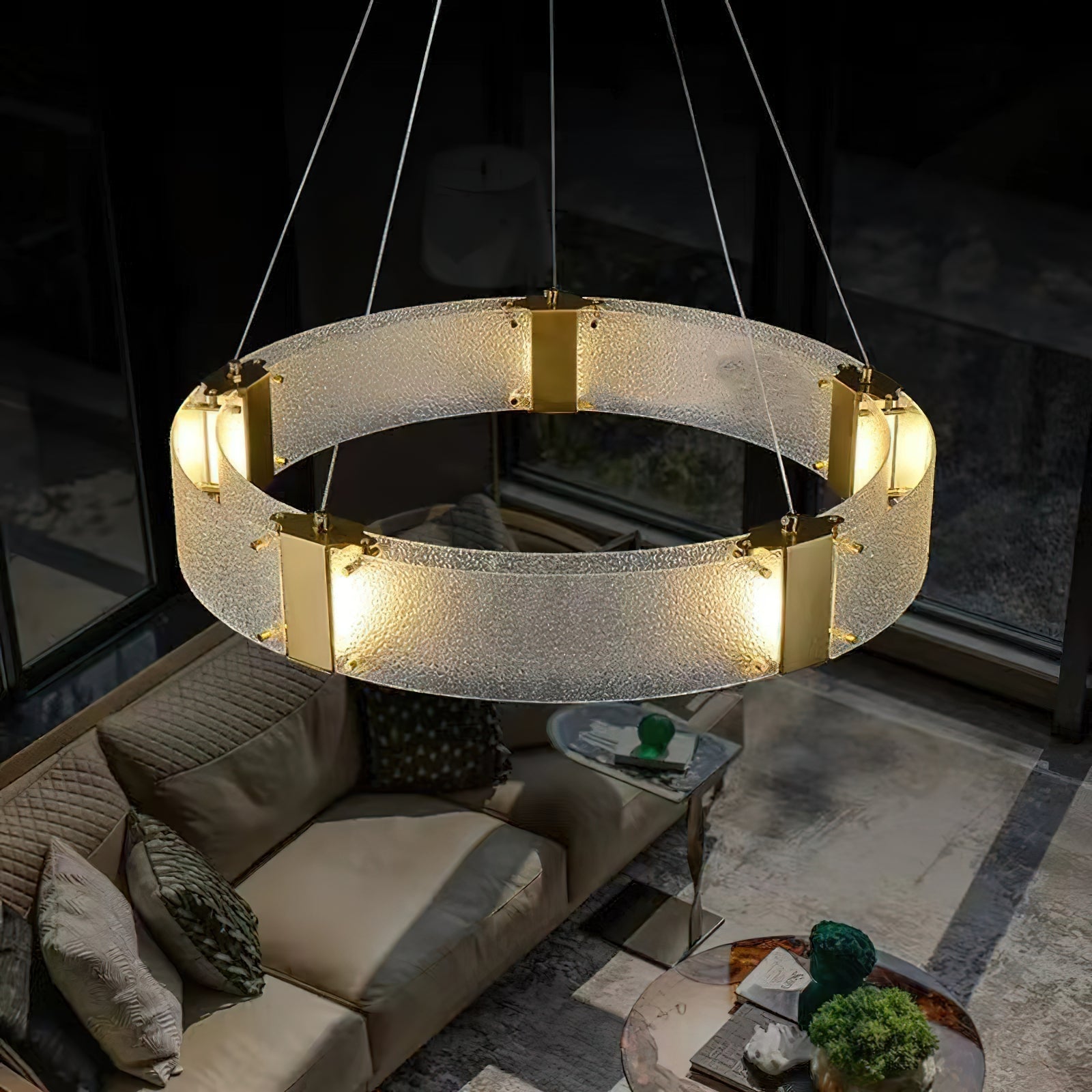Parallel Modern Minimalist Ring Glass Chandelier - Letslighting