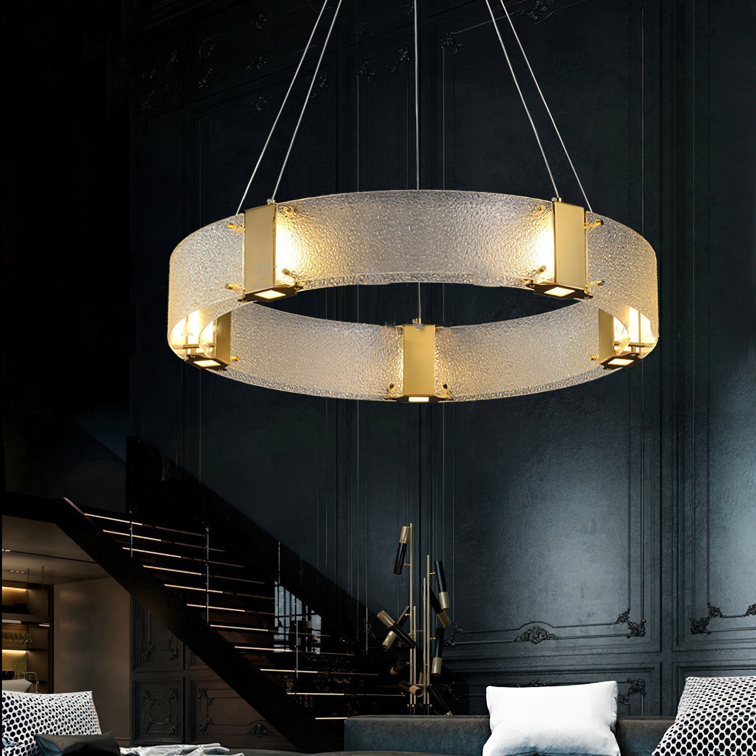 Parallel Modern Minimalist Ring Glass Chandelier - Letslighting