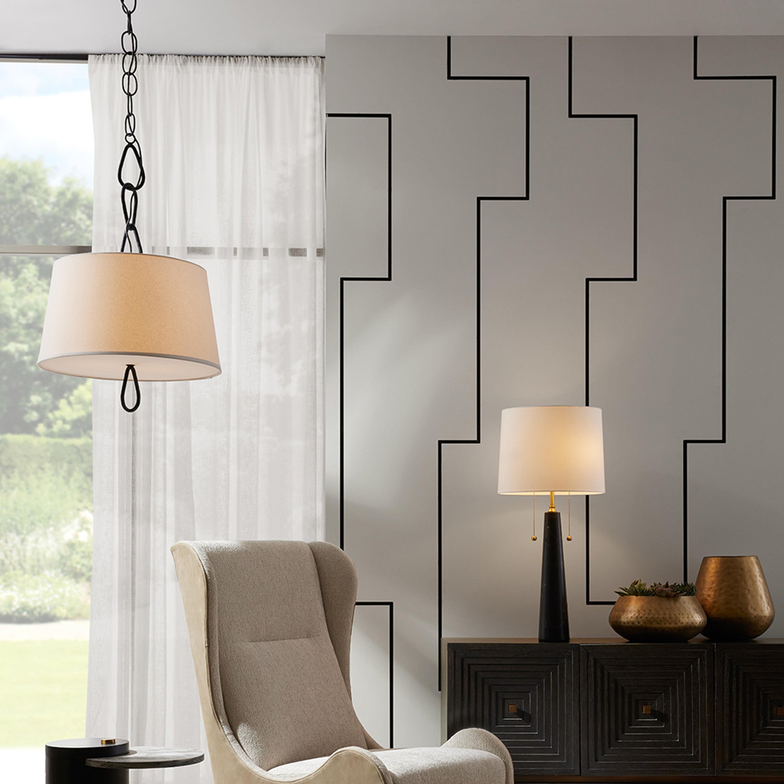 Zesilira Nordic Vintage Black Fabric Pendant Lamp - Letslighting