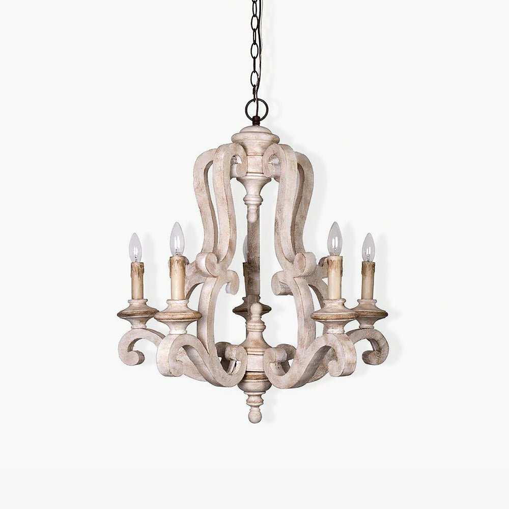Lustra Chandelier Wooden Candle Mid-Century - Letslighting