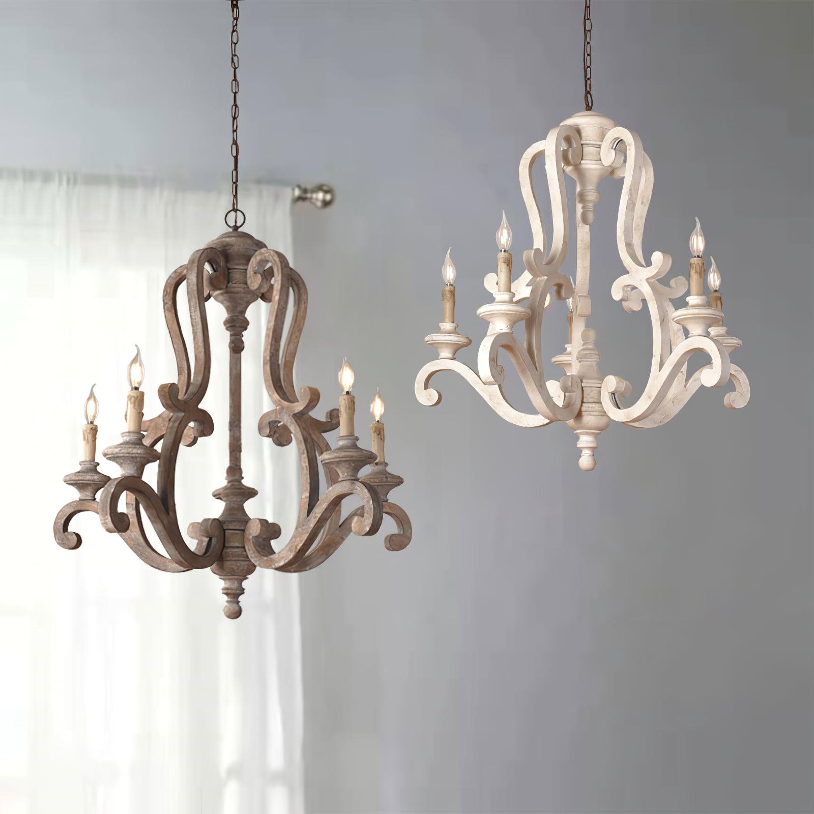 Lustra Chandelier Wooden Candle Mid-Century - Letslighting