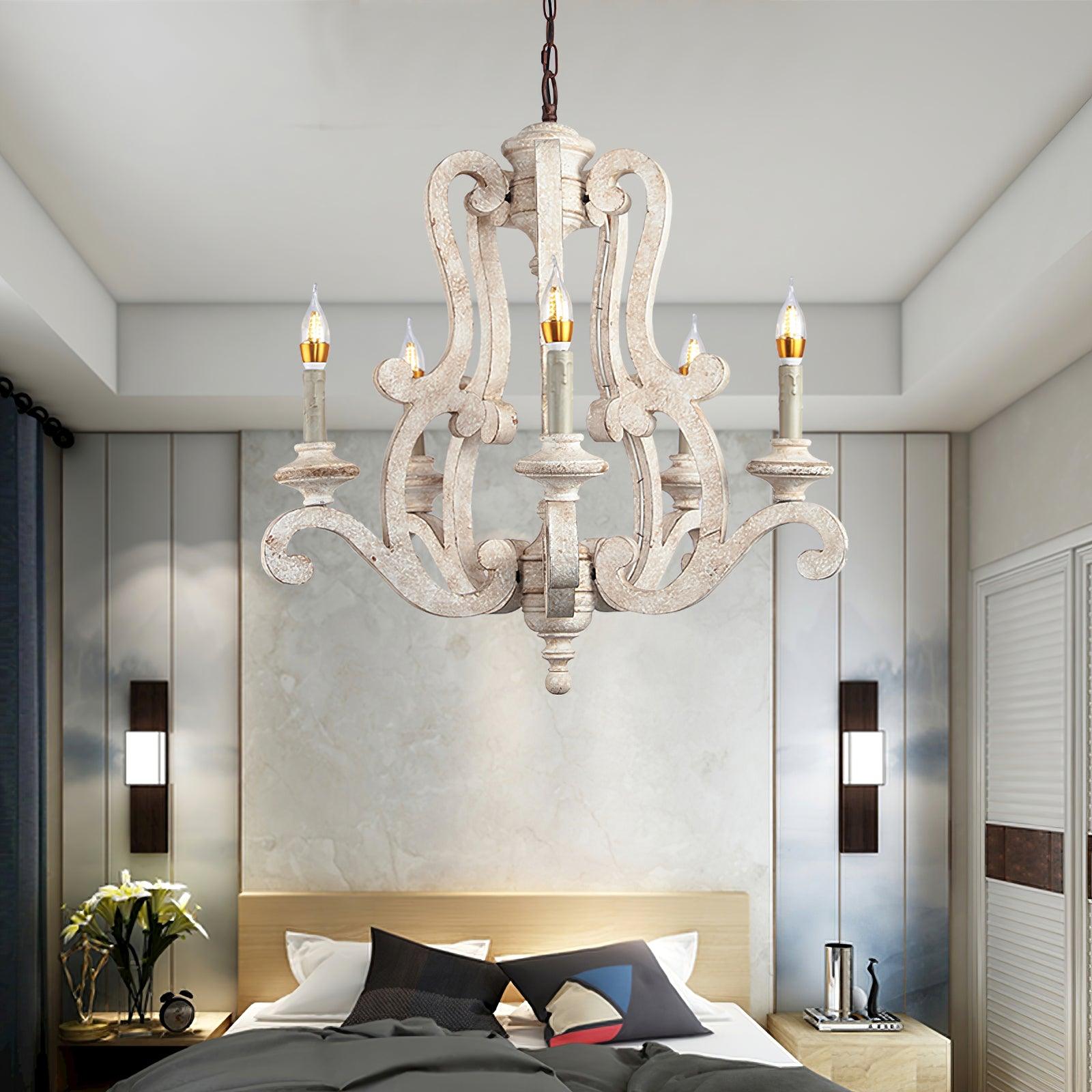 Lustra Chandelier Wooden Candle Mid-Century - Letslighting