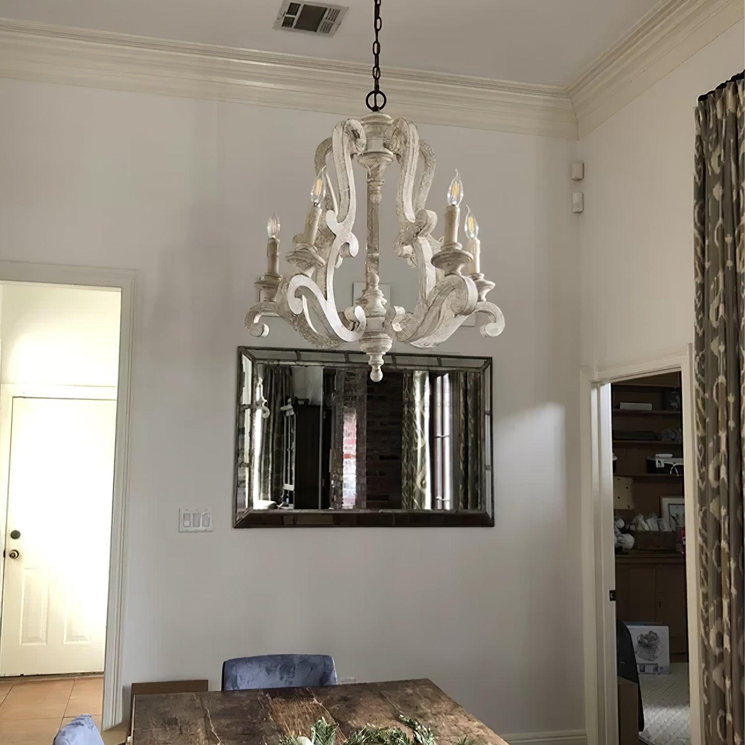 Lustra Chandelier Wooden Candle Mid-Century - Letslighting