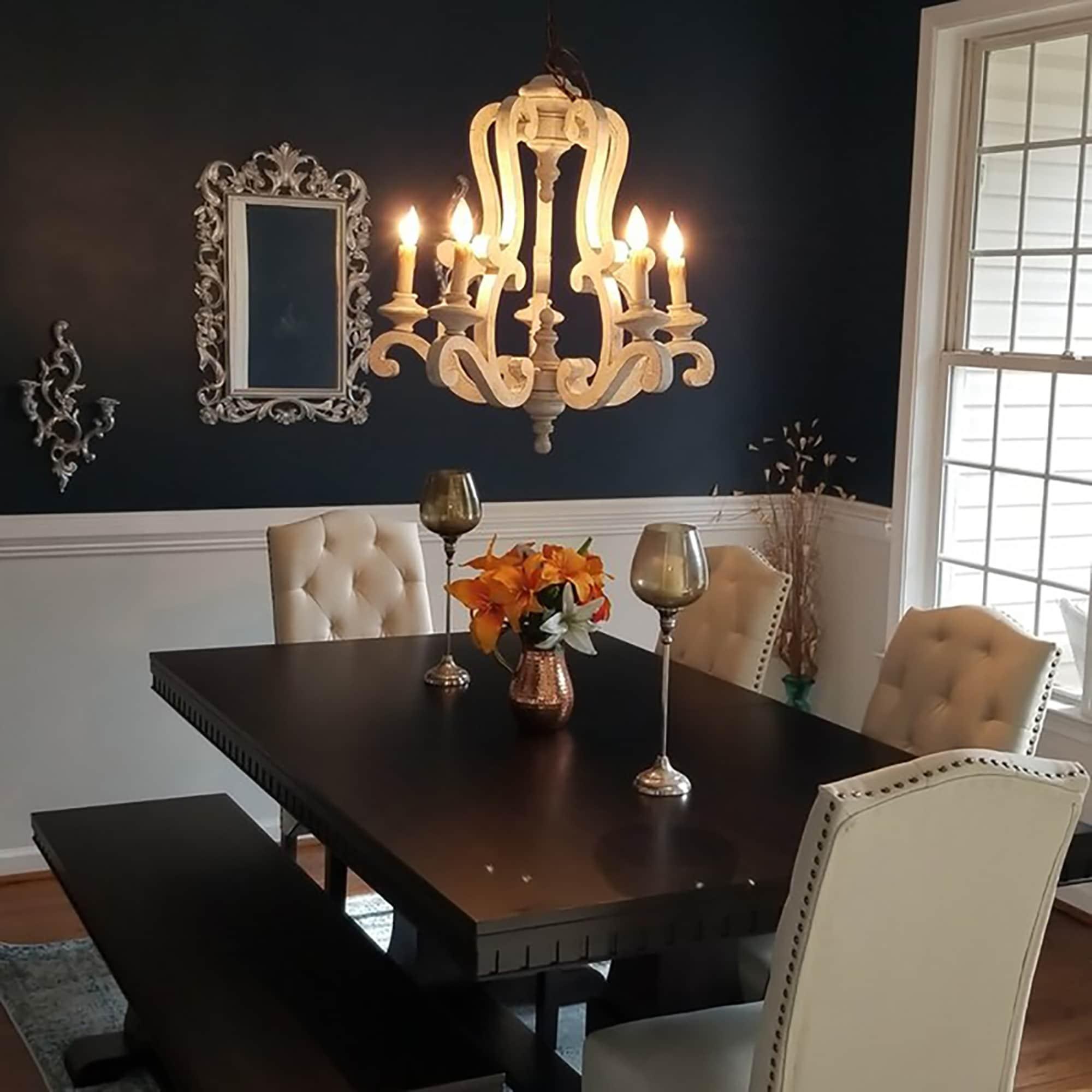 Lustra Chandelier Wooden Candle Mid-Century - Letslighting