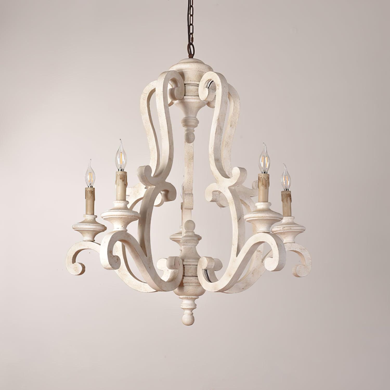 Lustra Chandelier Wooden Candle Mid-Century - Letslighting
