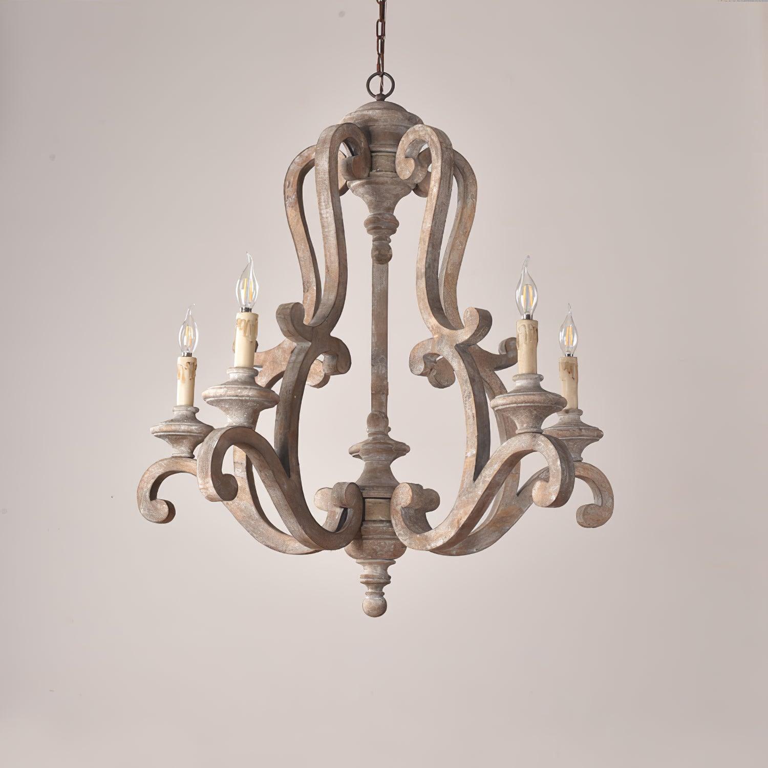 Lustra Chandelier Wooden Candle Mid-Century - Letslighting