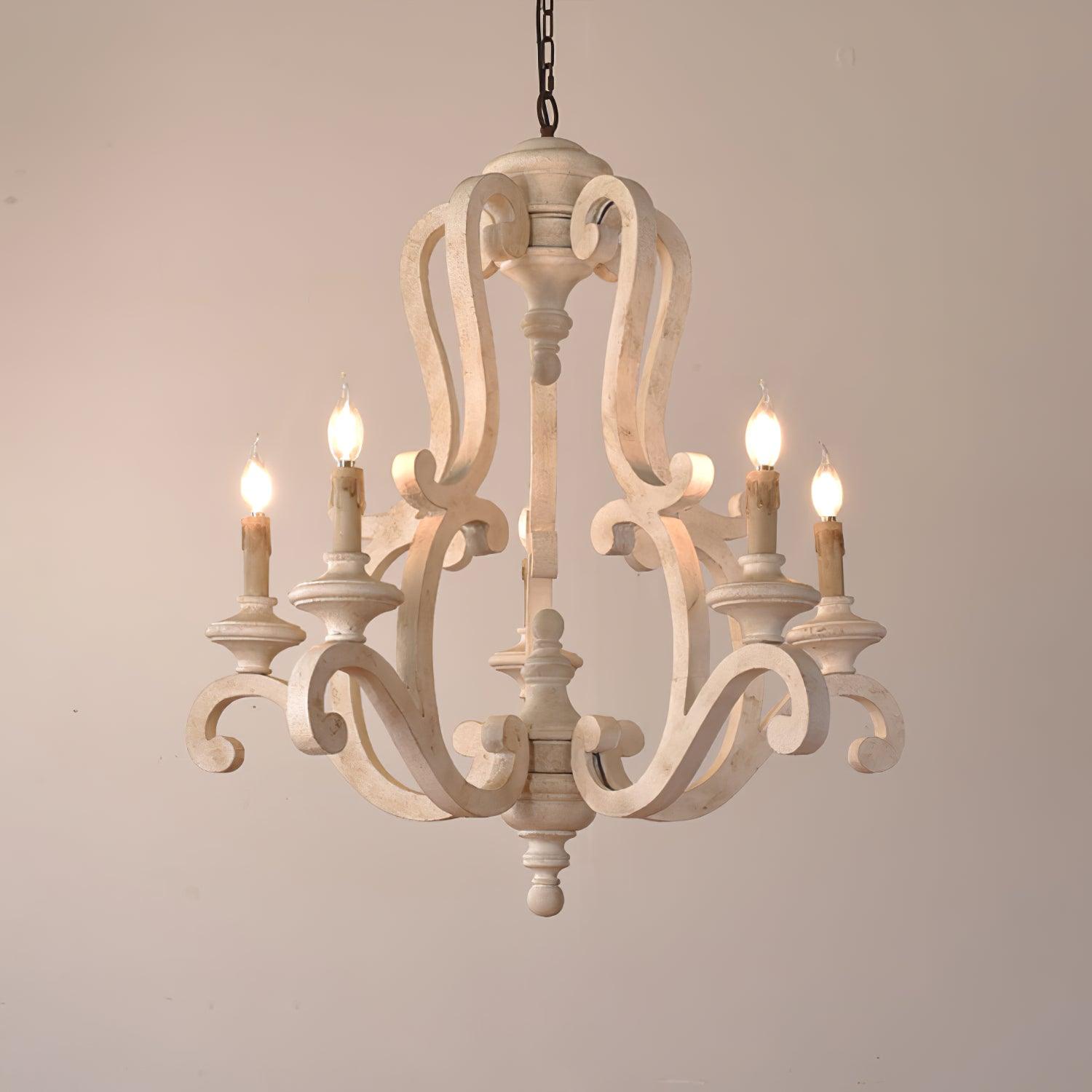 Lustra Chandelier Wooden Candle Mid-Century - Letslighting