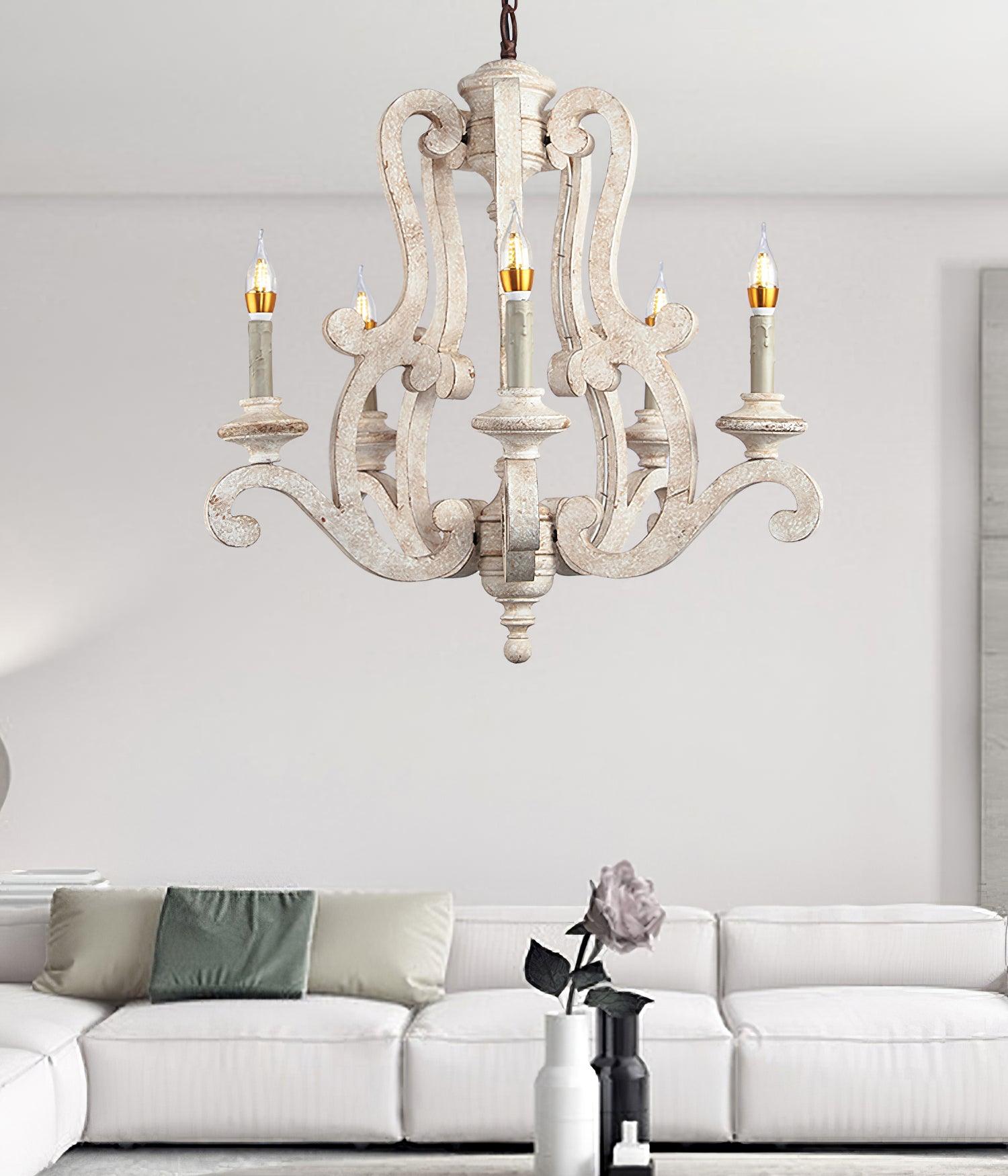 Lustra Chandelier Wooden Candle Mid-Century - Letslighting