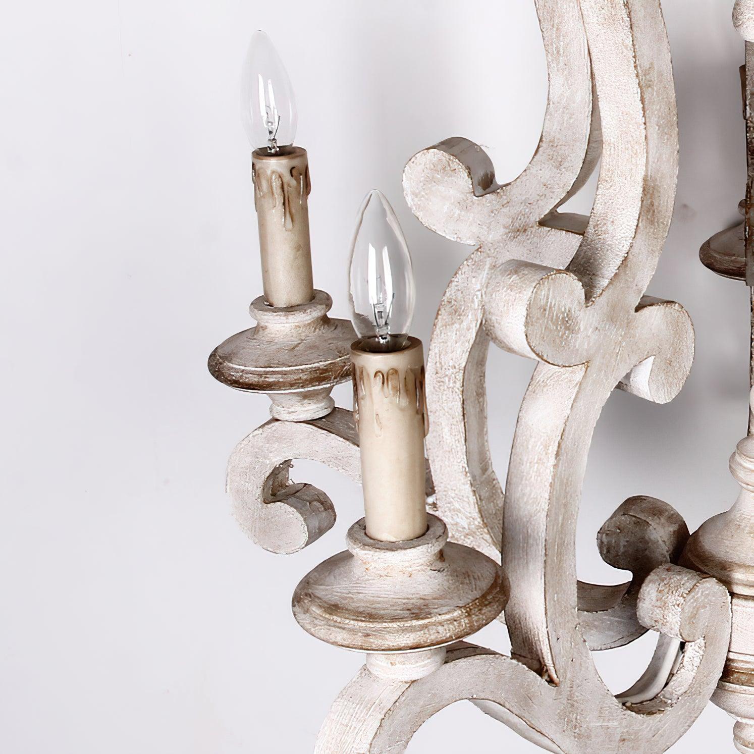 Lustra Chandelier Wooden Candle Mid-Century - Letslighting