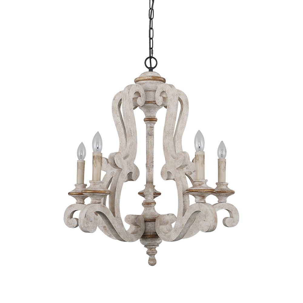 Lustra Chandelier Wooden Candle Mid-Century - Letslighting