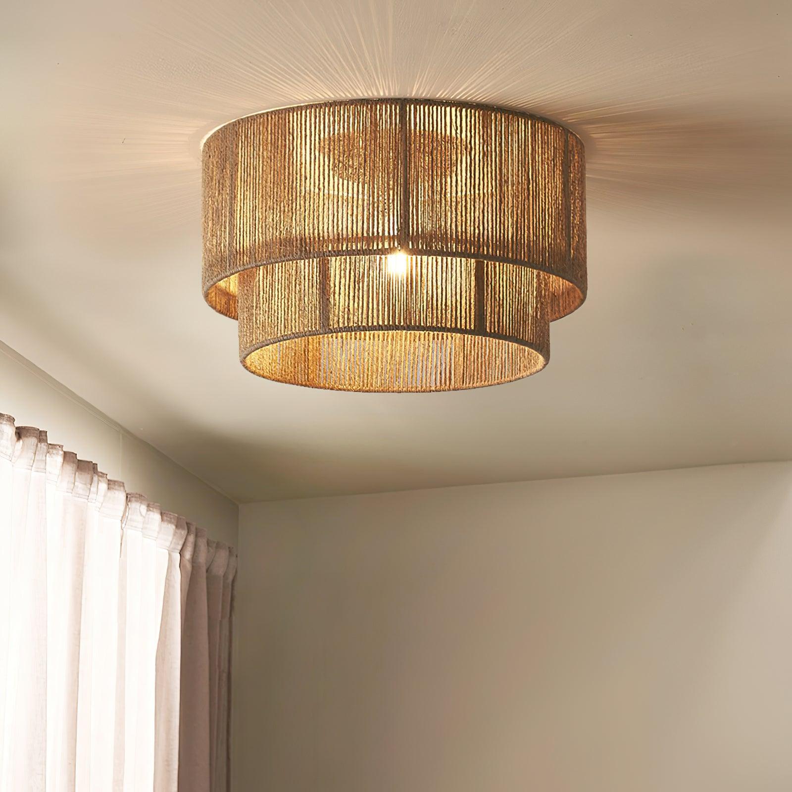 Casora Classic Art Natural Rope Ceiling Light - Letslighting