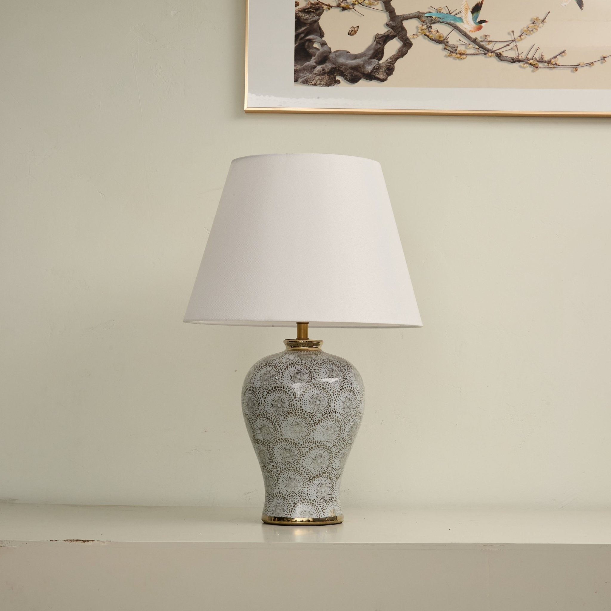 Patterned Modern Fabric & Ceramics Table Lamp