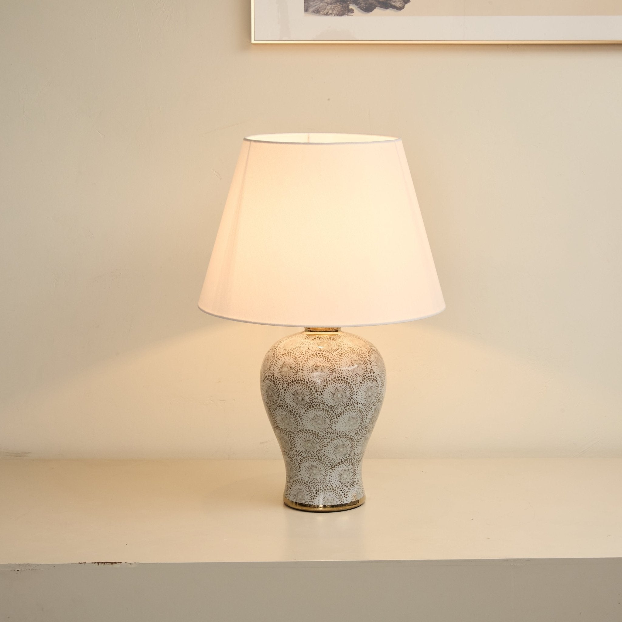 Patterned Modern Fabric & Ceramics Table Lamp