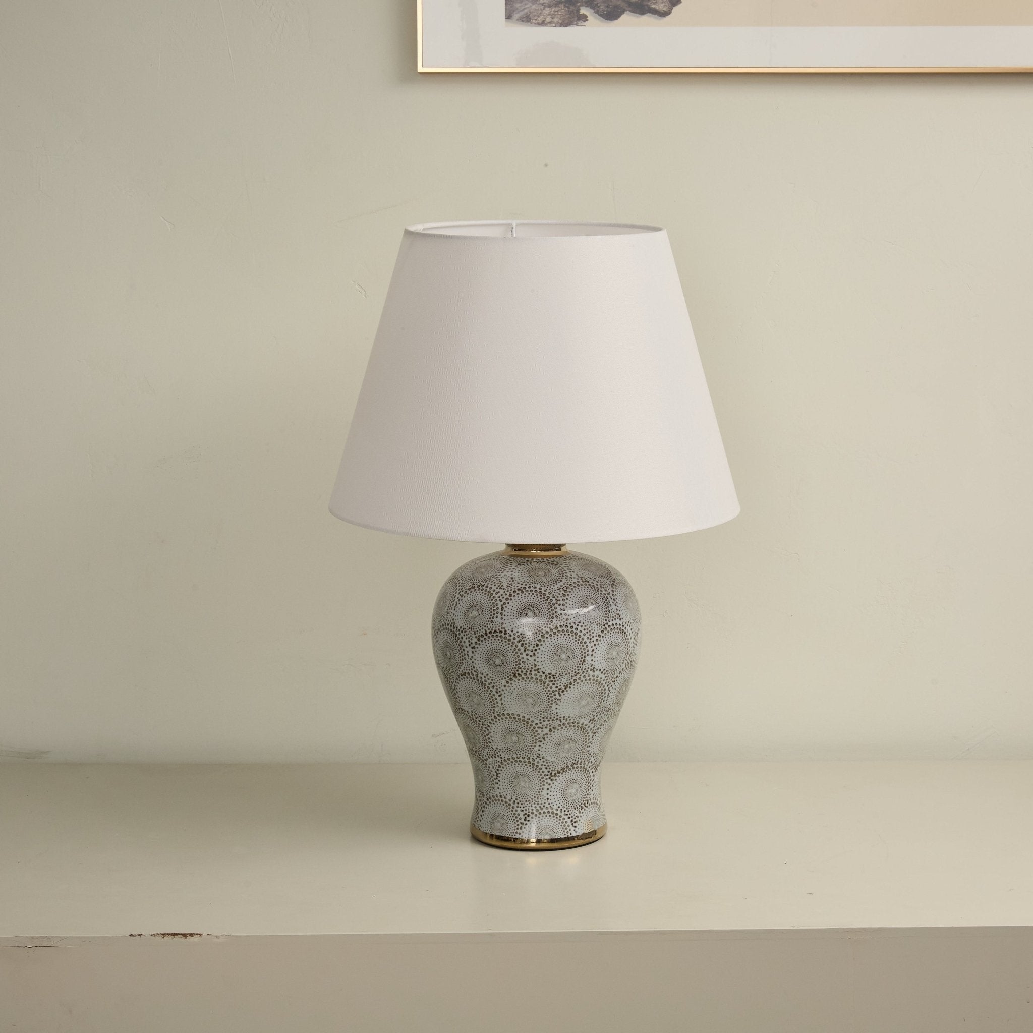 Patterned Modern Fabric & Ceramics Table Lamp