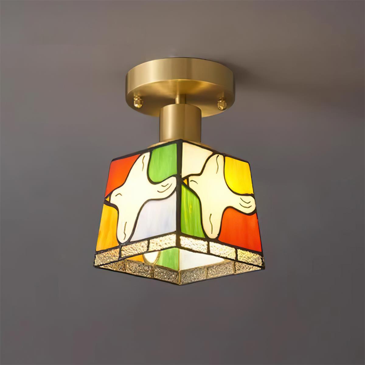 Peace Dove Ceiling Light Glass Mosaic Brass - Letslighting