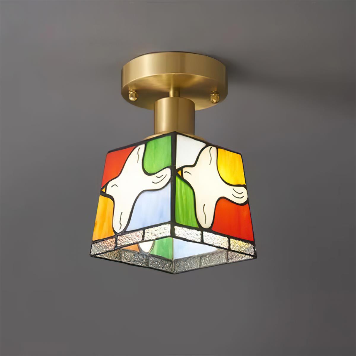 Peace Dove Ceiling Light Glass Mosaic Brass - Letslighting