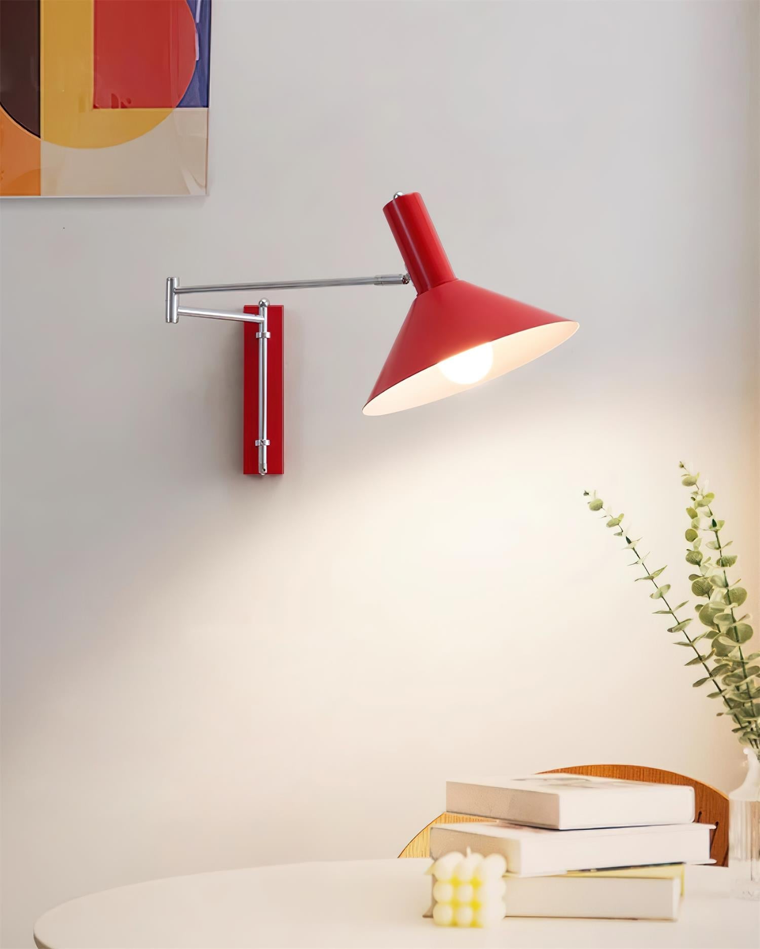 Wall Lamp Modern Adjustable Arm Red Shade Reading Light - Letslighting