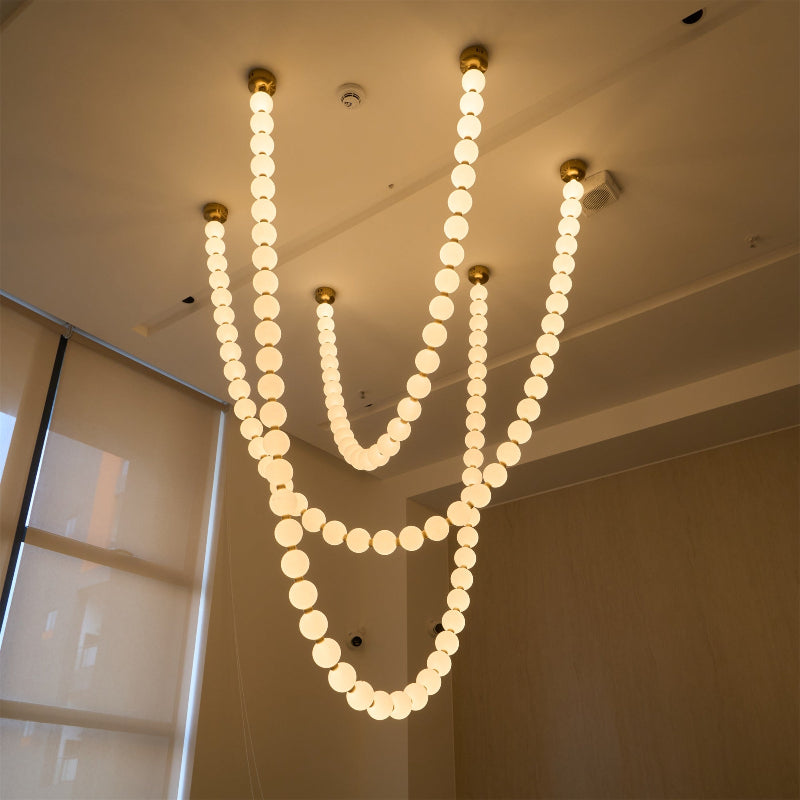 Icarara Modern Minimalist Pearl Necklace Glass Chandelier - Letslighting