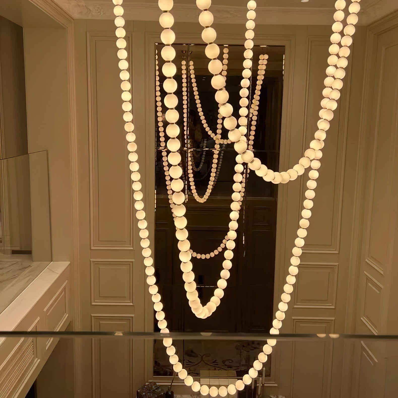 Icarara Modern Minimalist Pearl Necklace Glass Chandelier - Letslighting
