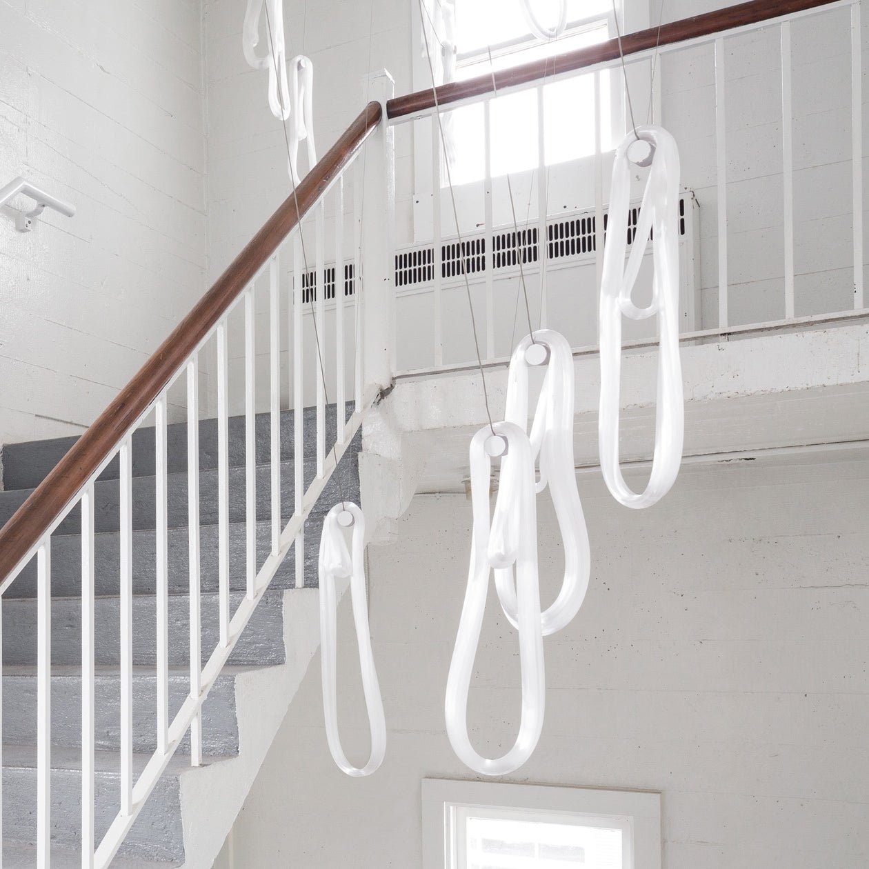 Pearlescent Modern Metal & Glass Chandelier