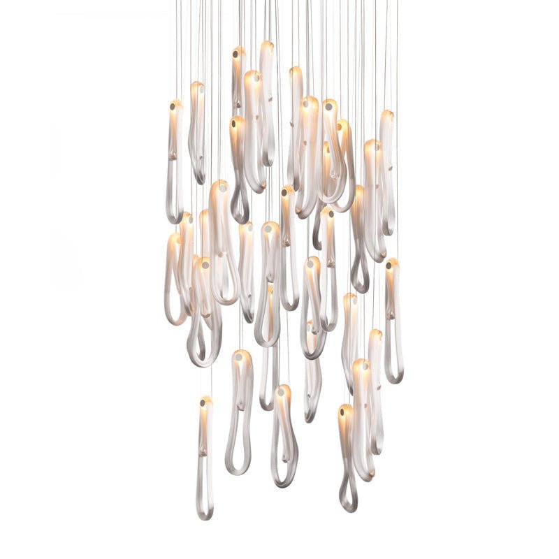 Pearlescent Modern Metal & Glass Chandelier