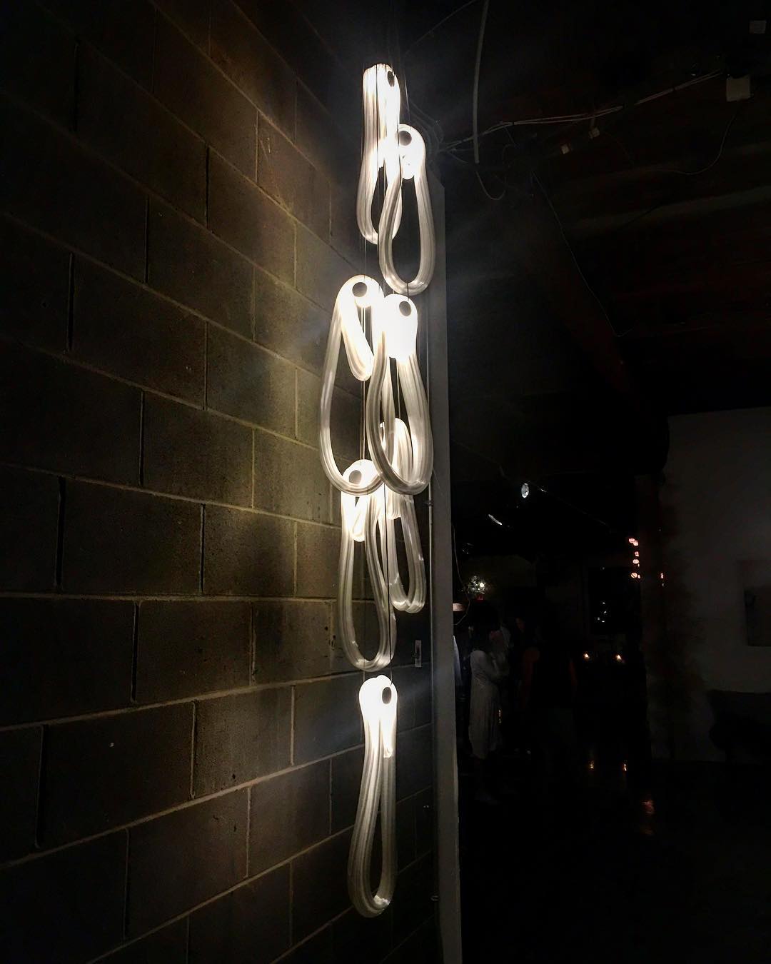 Pearlescent Modern Metal & Glass Chandelier