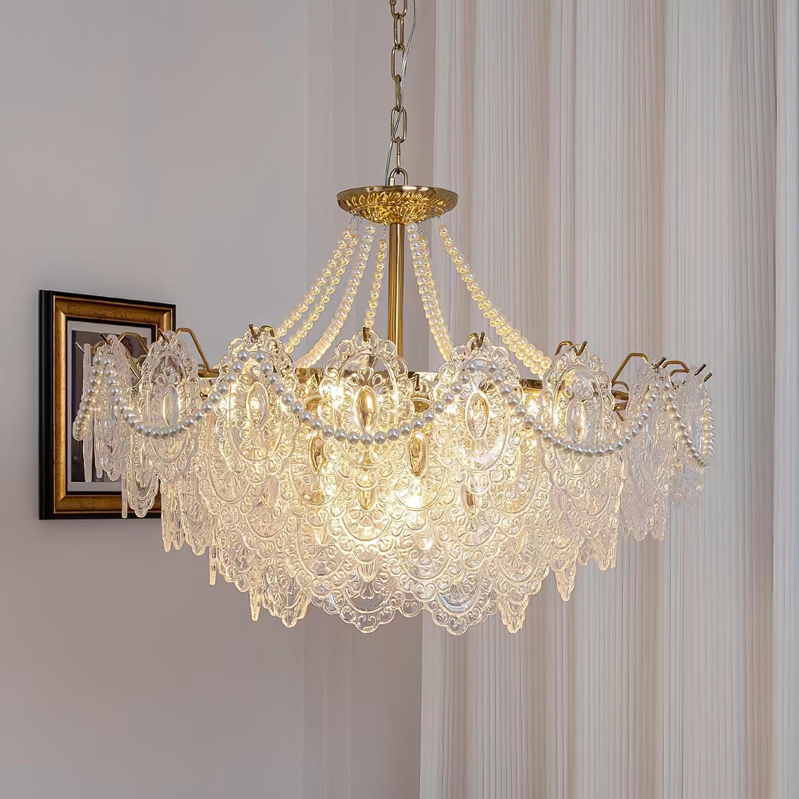 Lustra Chandelier Pearls Glass Luxury - Letslighting