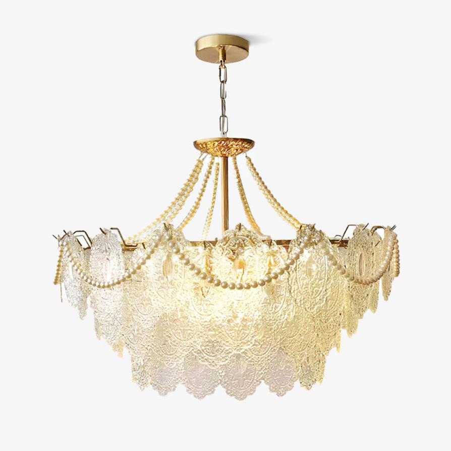 Lustra Chandelier Pearls Glass Luxury - Letslighting