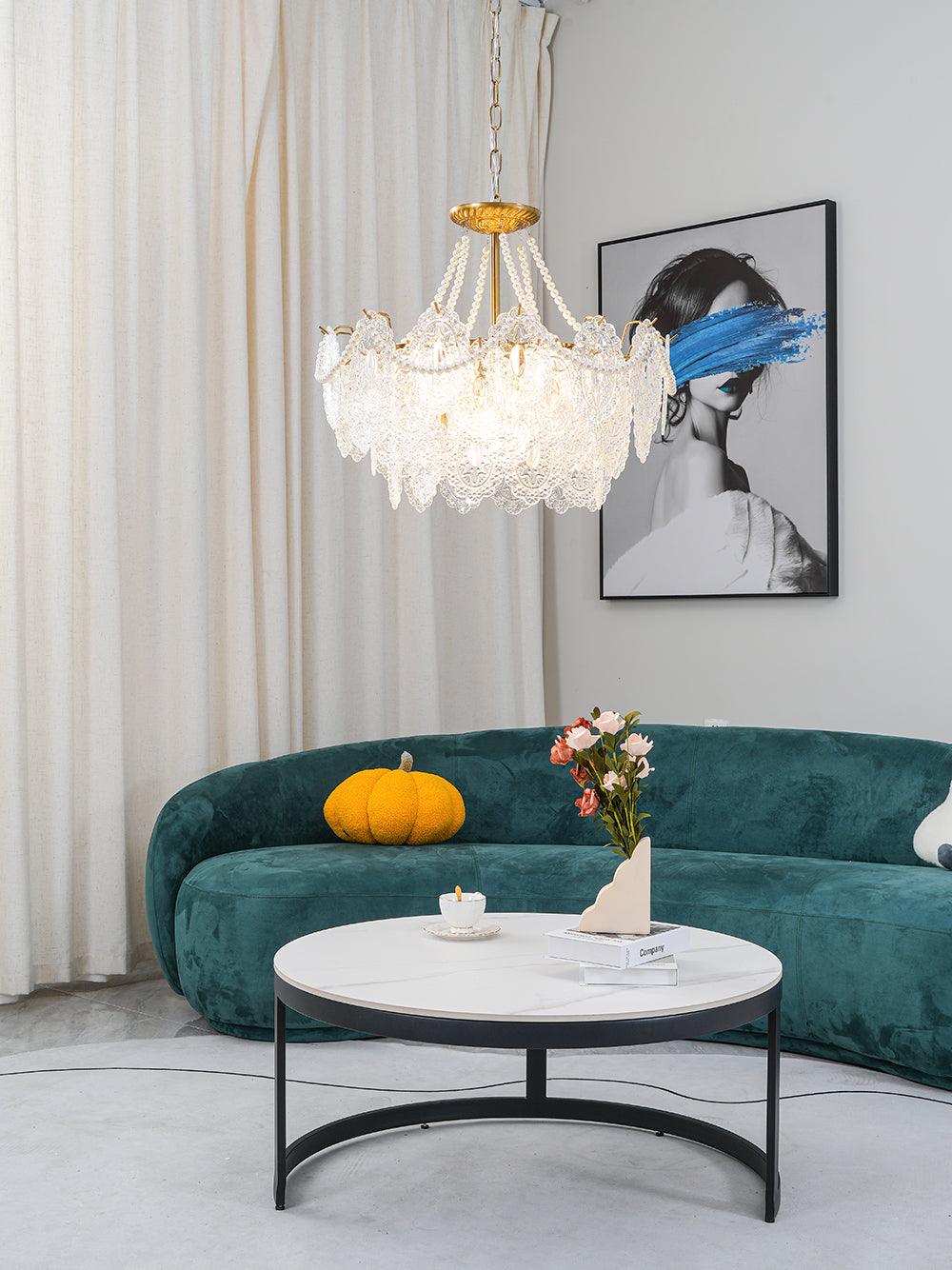 Lustra Chandelier Pearls Glass Luxury - Letslighting