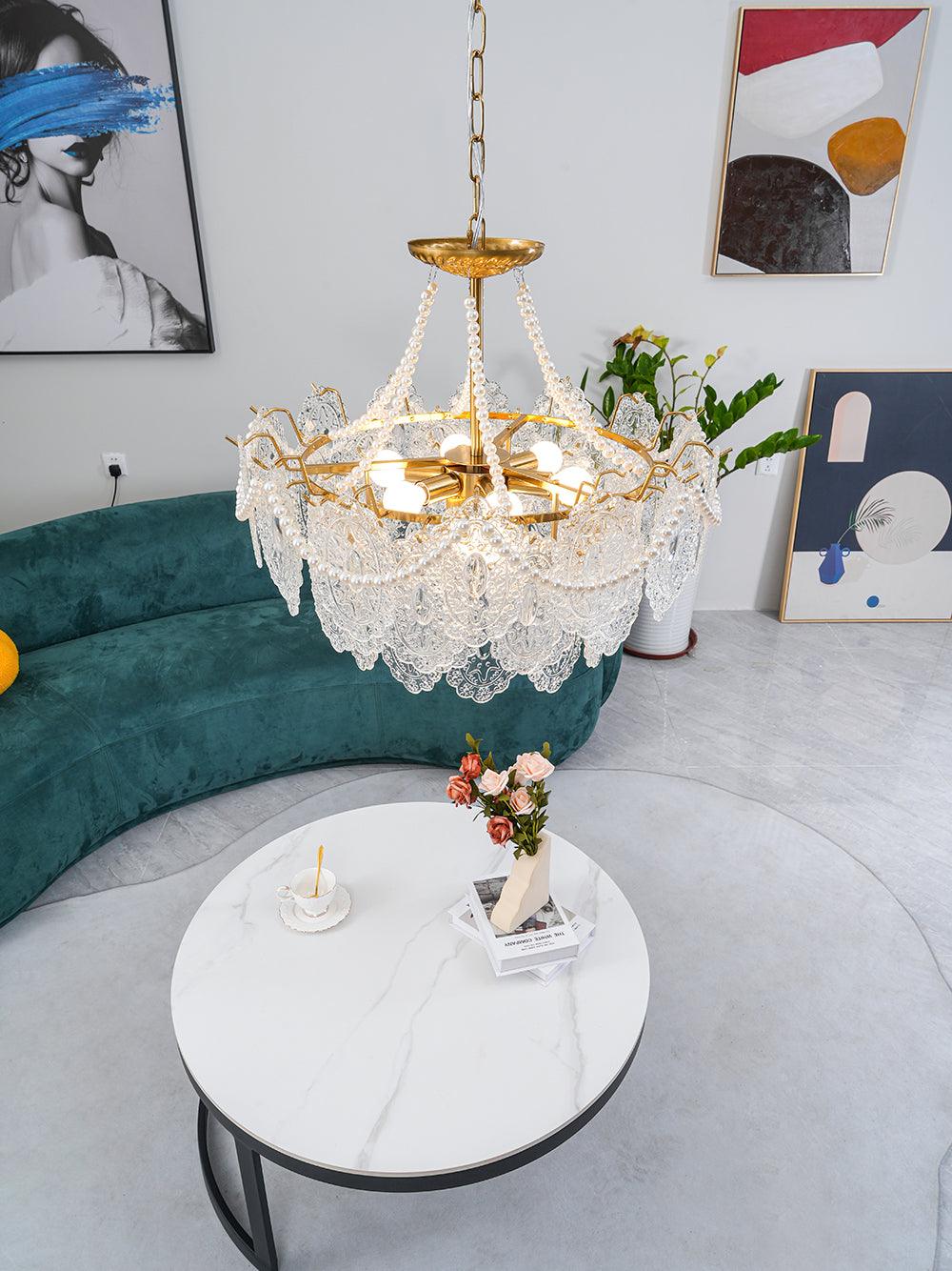 Lustra Chandelier Pearls Glass Luxury - Letslighting