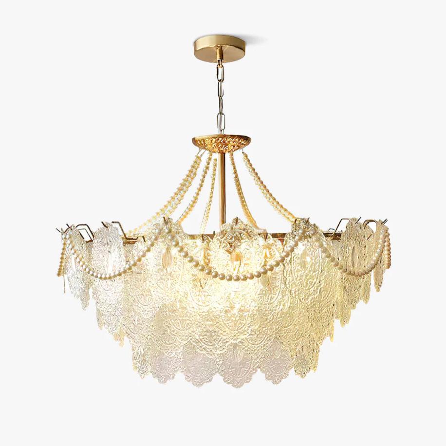 Lustra Chandelier Pearls Glass Luxury - Letslighting