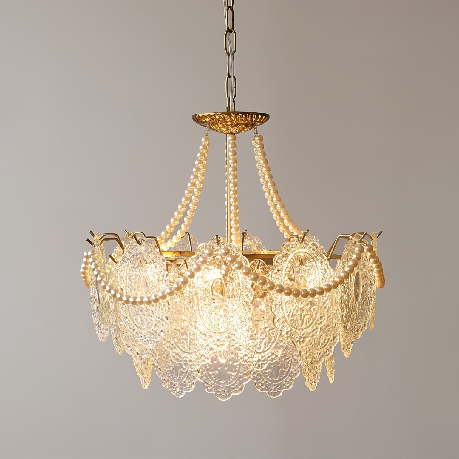 Lustra Chandelier Pearls Glass Luxury - Letslighting