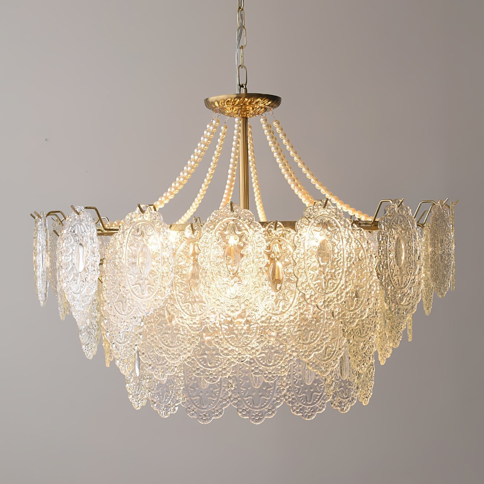 Lustra Chandelier Pearls Glass Luxury - Letslighting