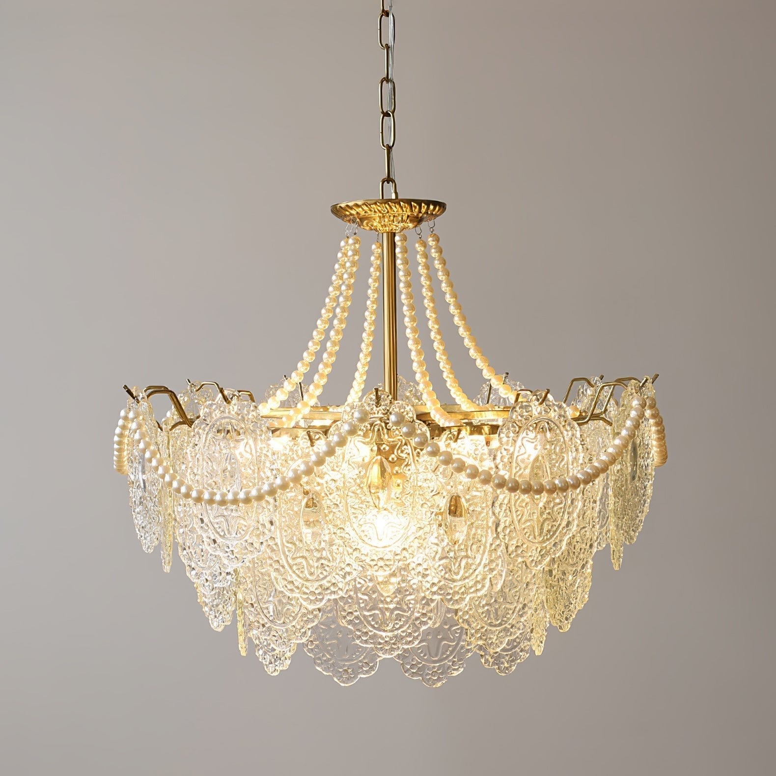 Lustra Chandelier Pearls Glass Luxury - Letslighting
