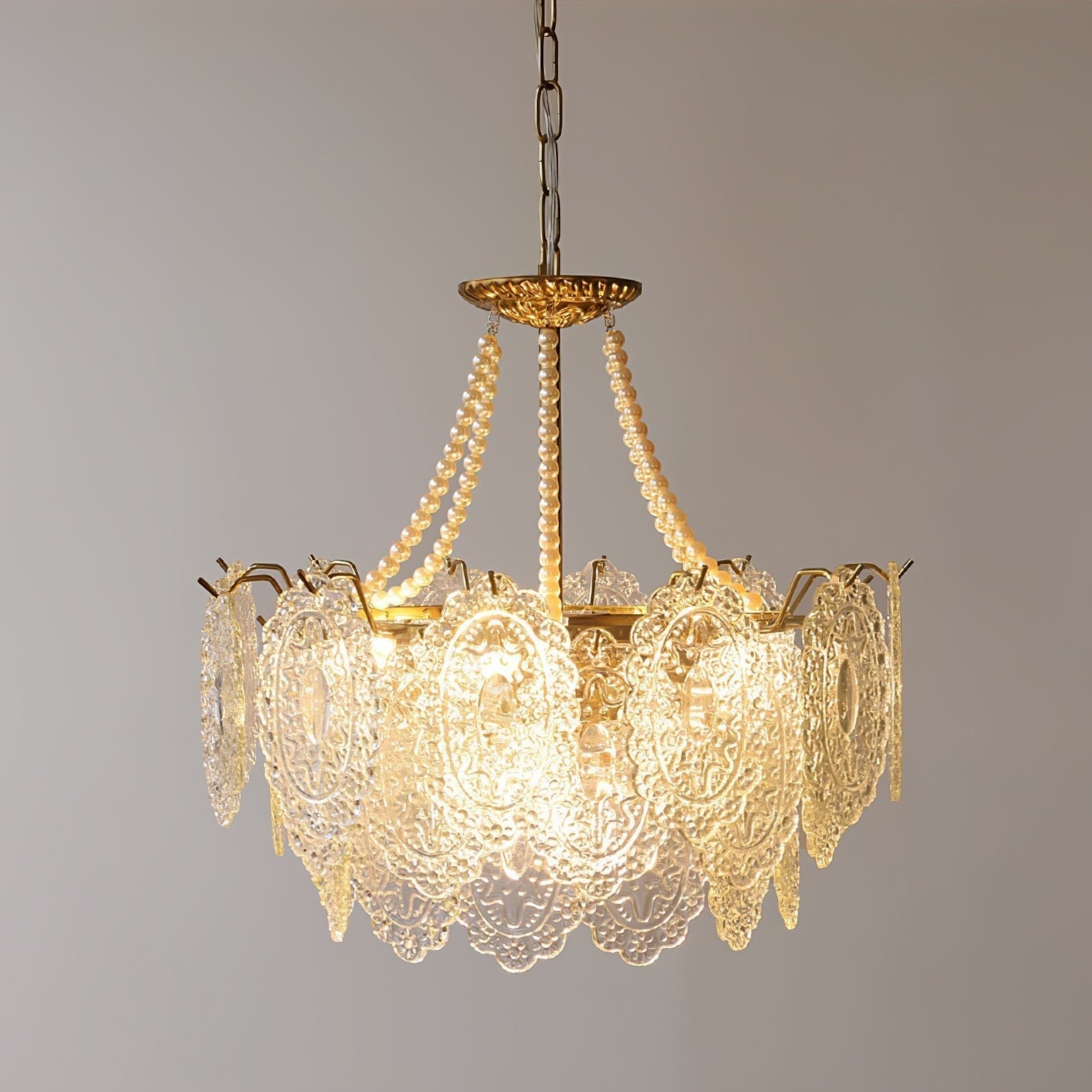 Lustra Chandelier Pearls Glass Luxury - Letslighting