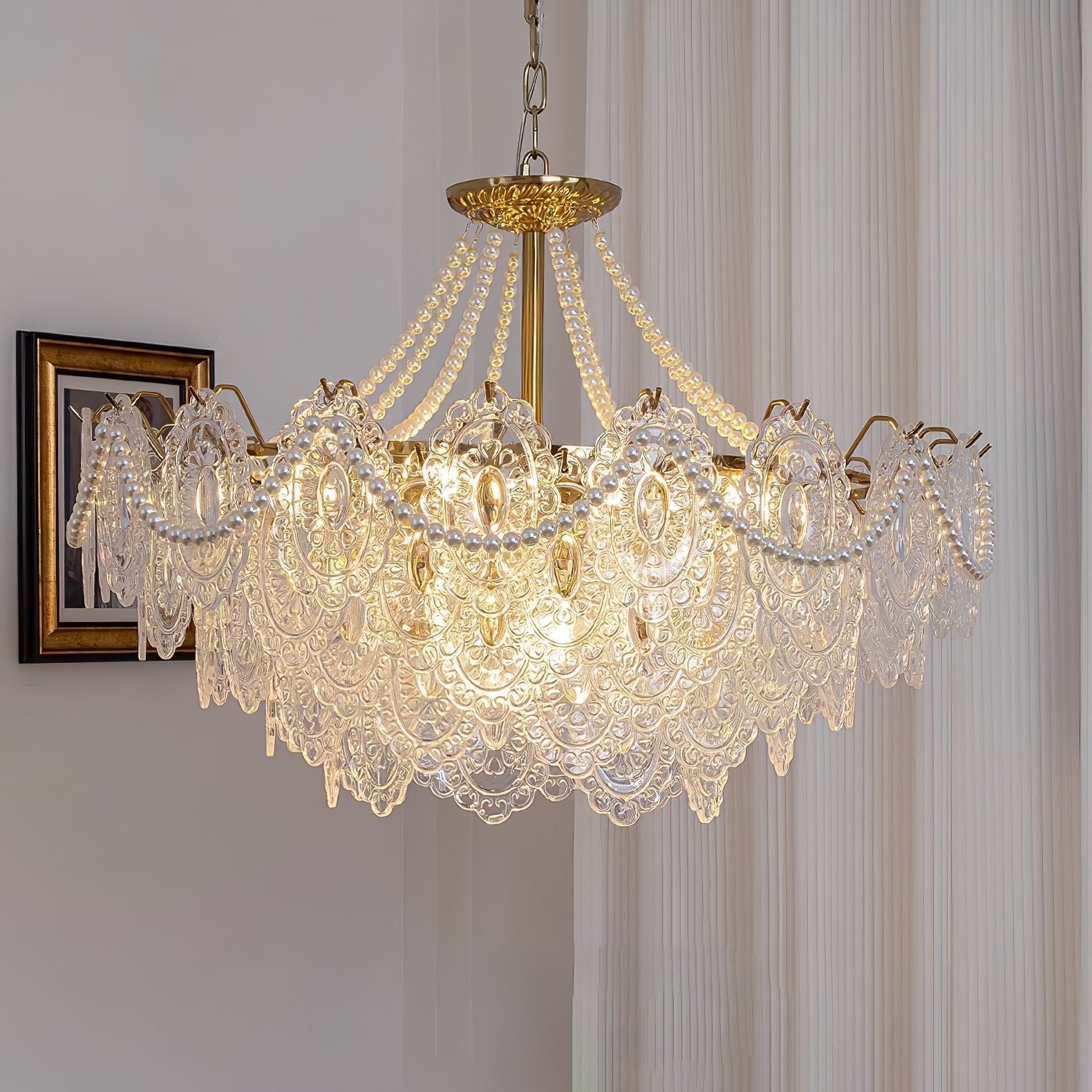 Lustra Chandelier Pearls Glass Luxury - Letslighting