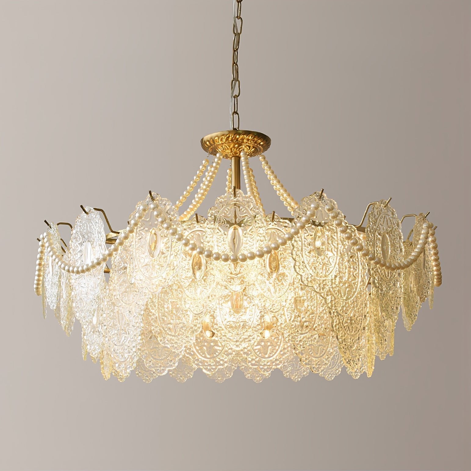 Lustra Chandelier Pearls Glass Luxury - Letslighting