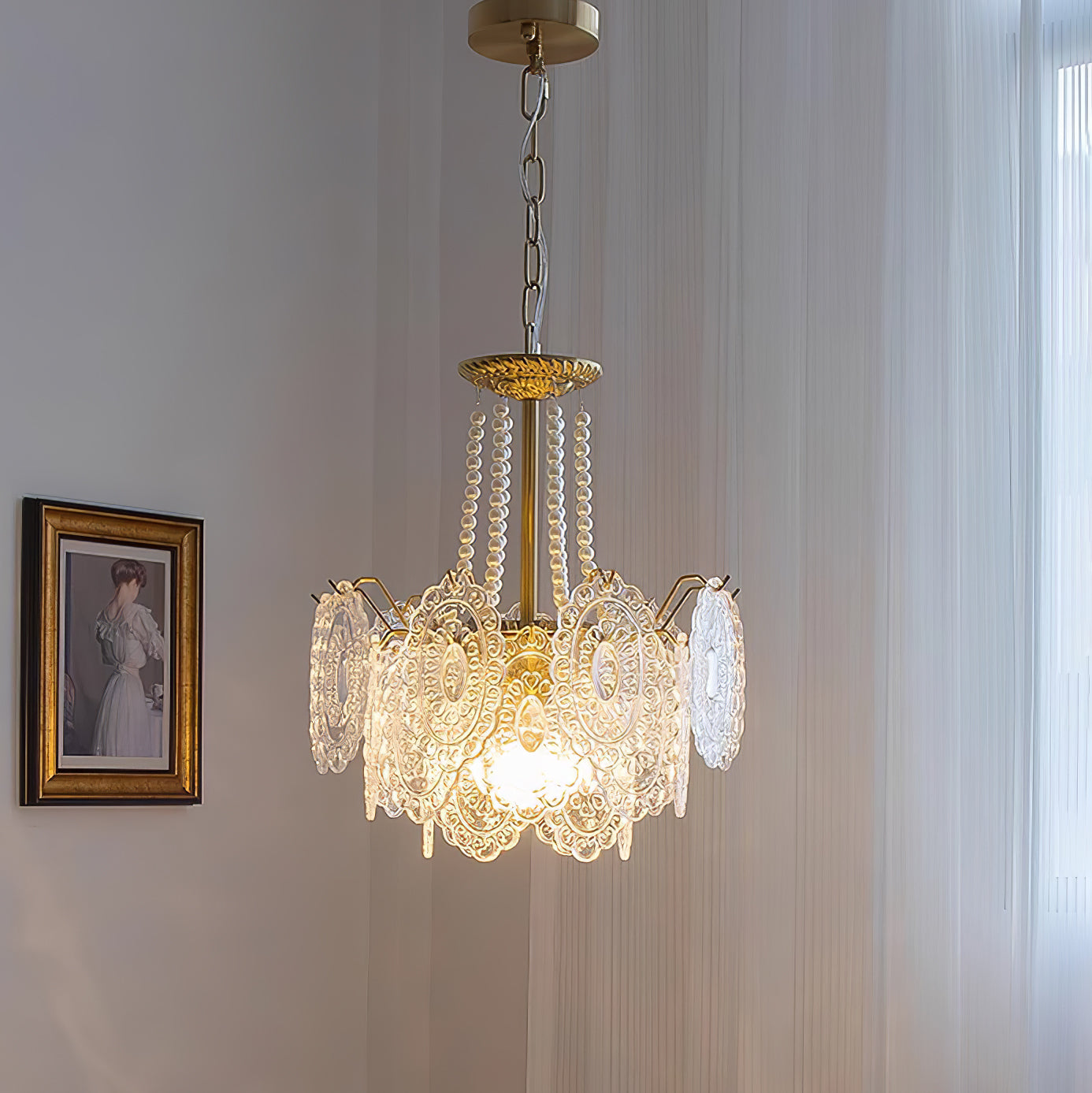 Lustra Chandelier Pearls Glass Luxury - Letslighting