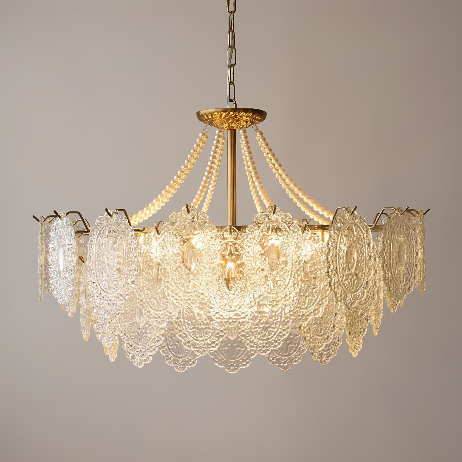 Lustra Chandelier Pearls Glass Luxury - Letslighting